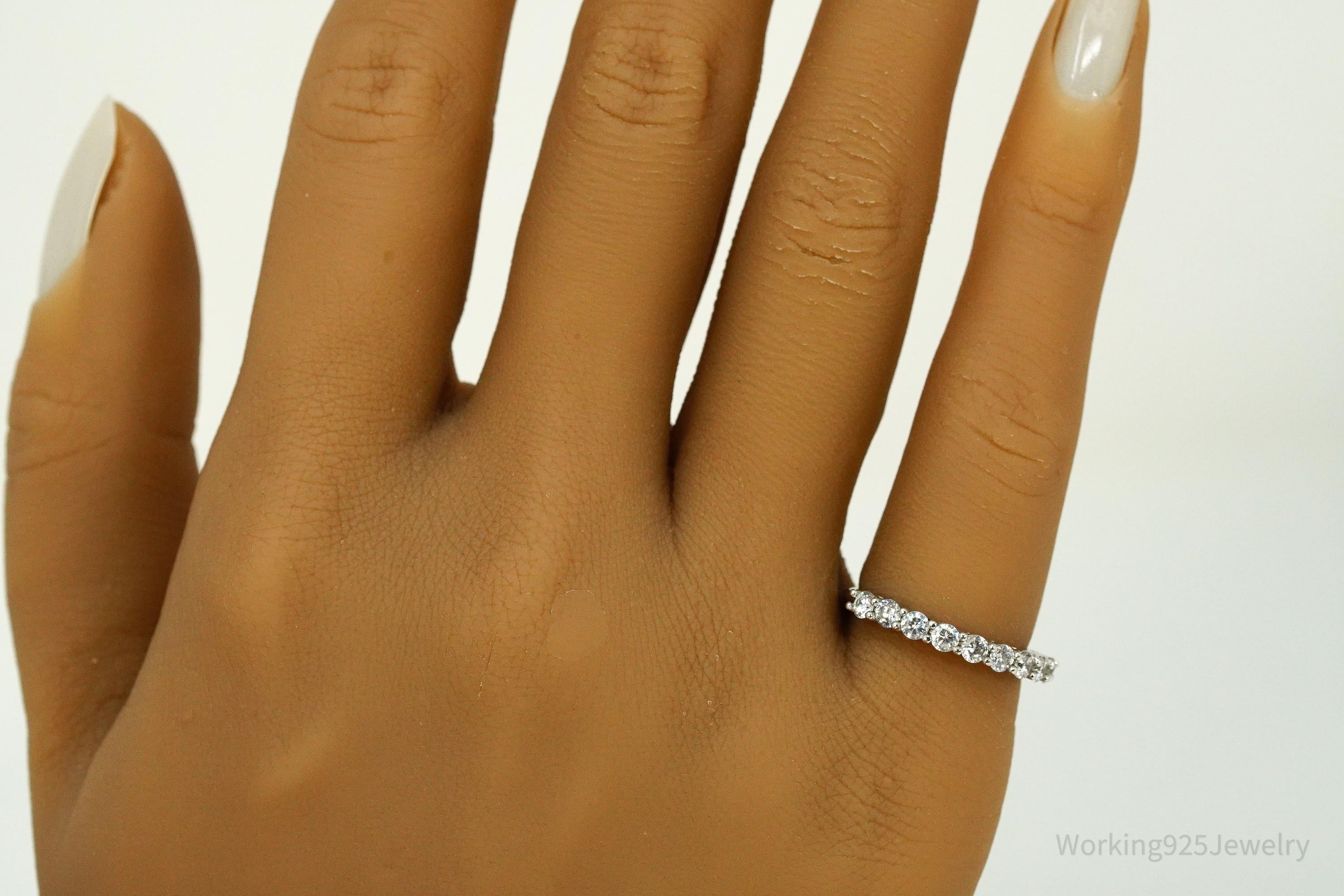 Vintage Cubic Zirconia Sterling Silver Band Ring - Size 5.25