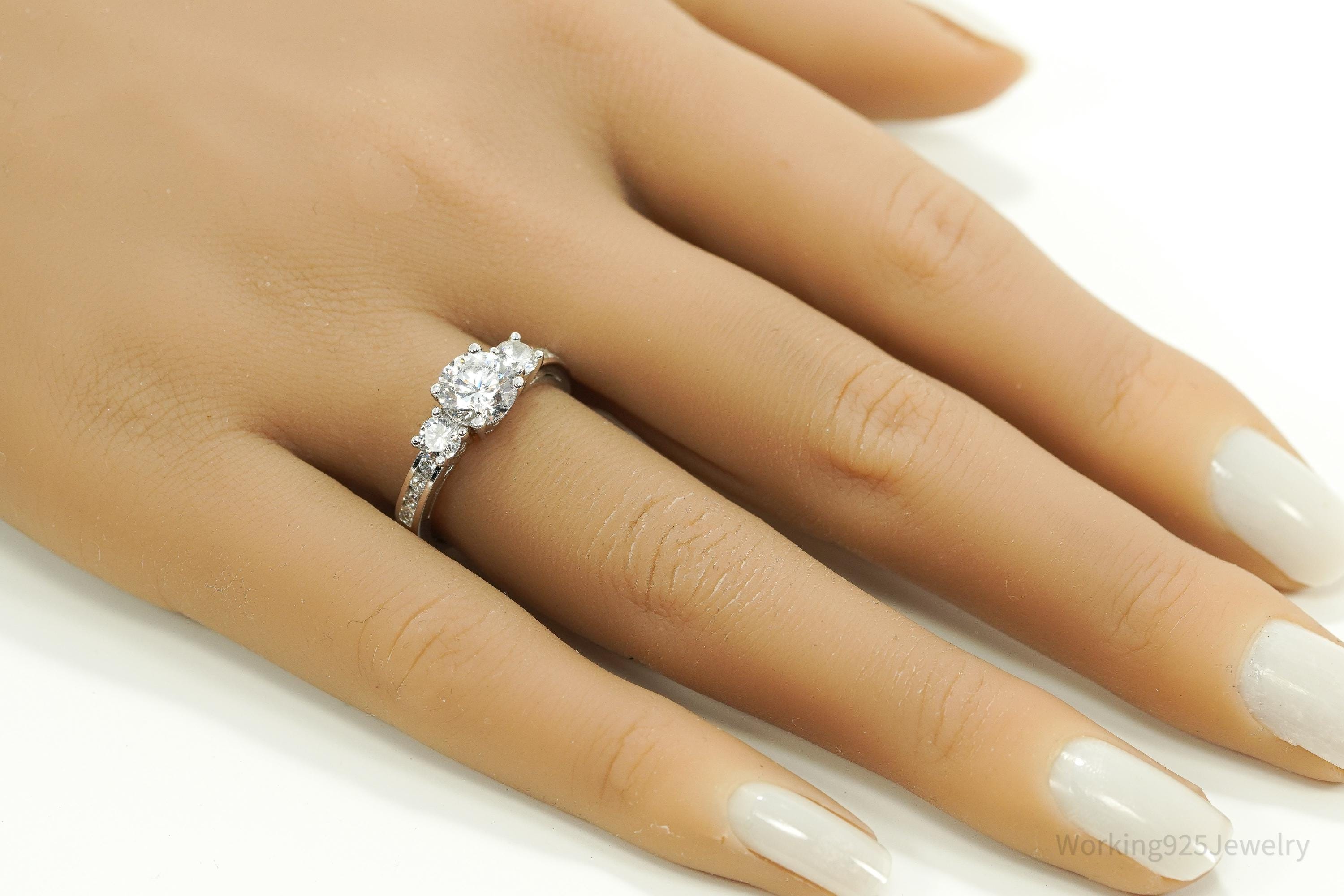 Vintage Designer SW Cubic Zirconia Sterling Silver Ring - Size 7