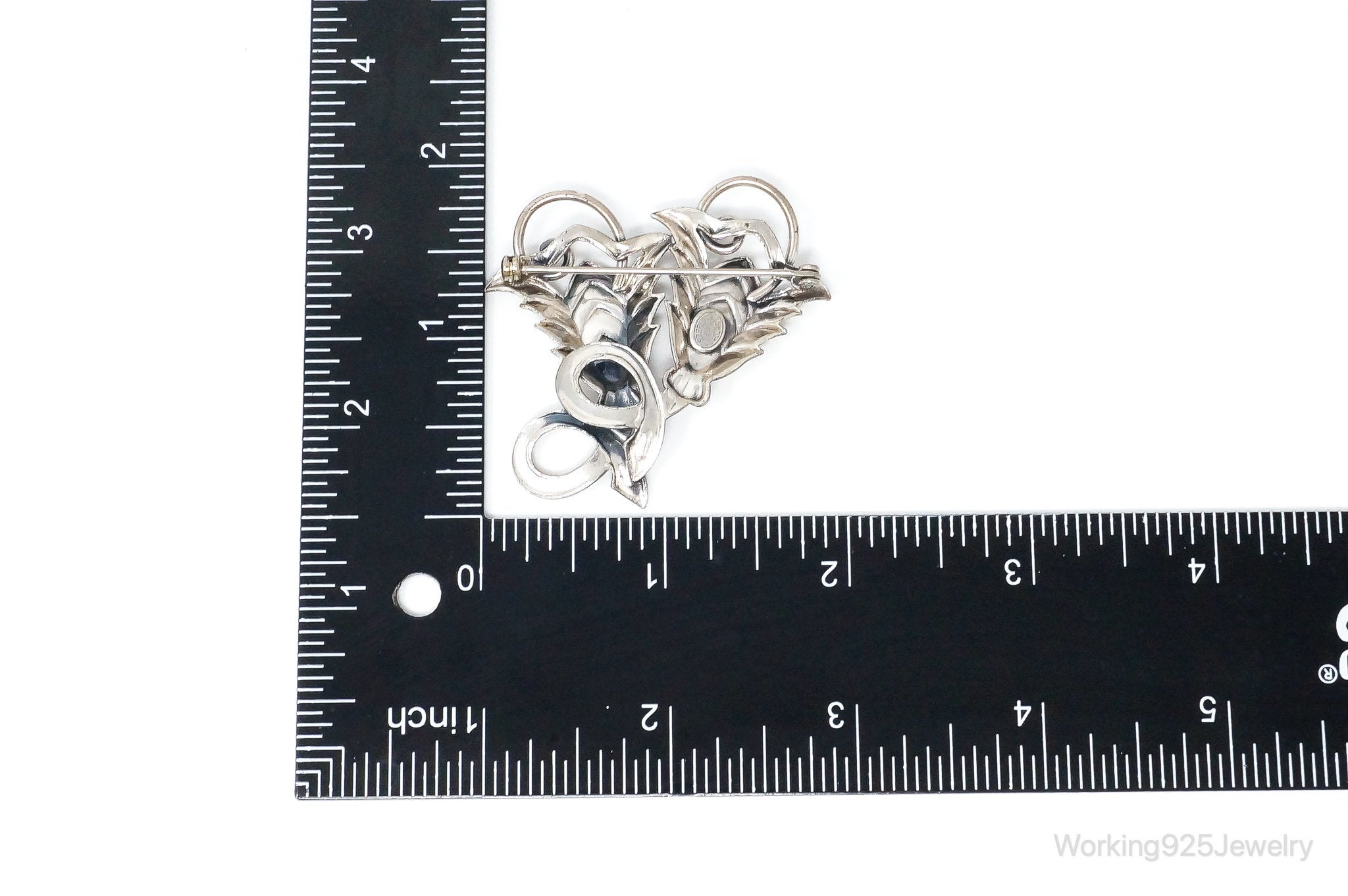 Vintage Designer JewelArt Flowers Sterling Silver Brooch Pin