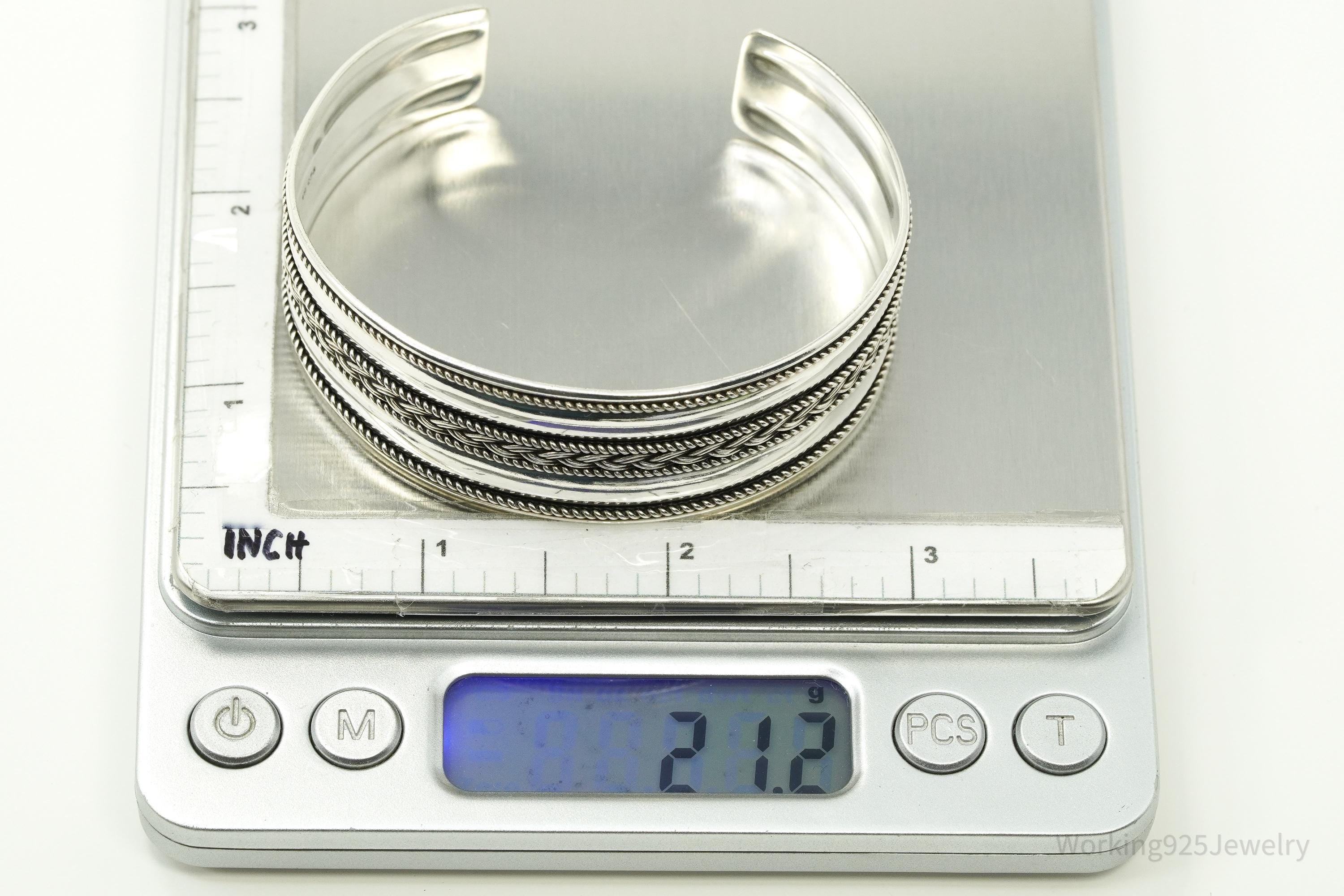 Vintage Designer BA Suarti Sterling Silver Cuff Bracelet 7.25"