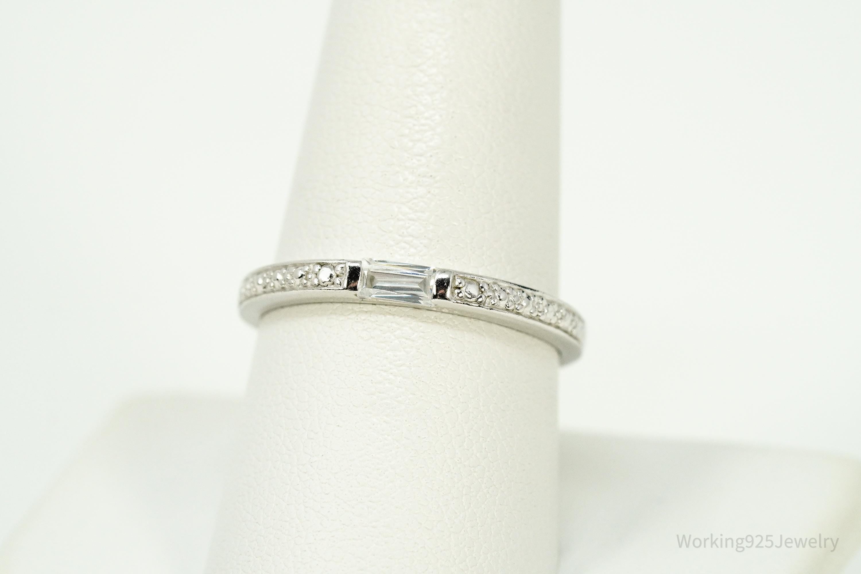 Vintage Cubic Zirconia Sterling Silver Band Ring - Size 9.25