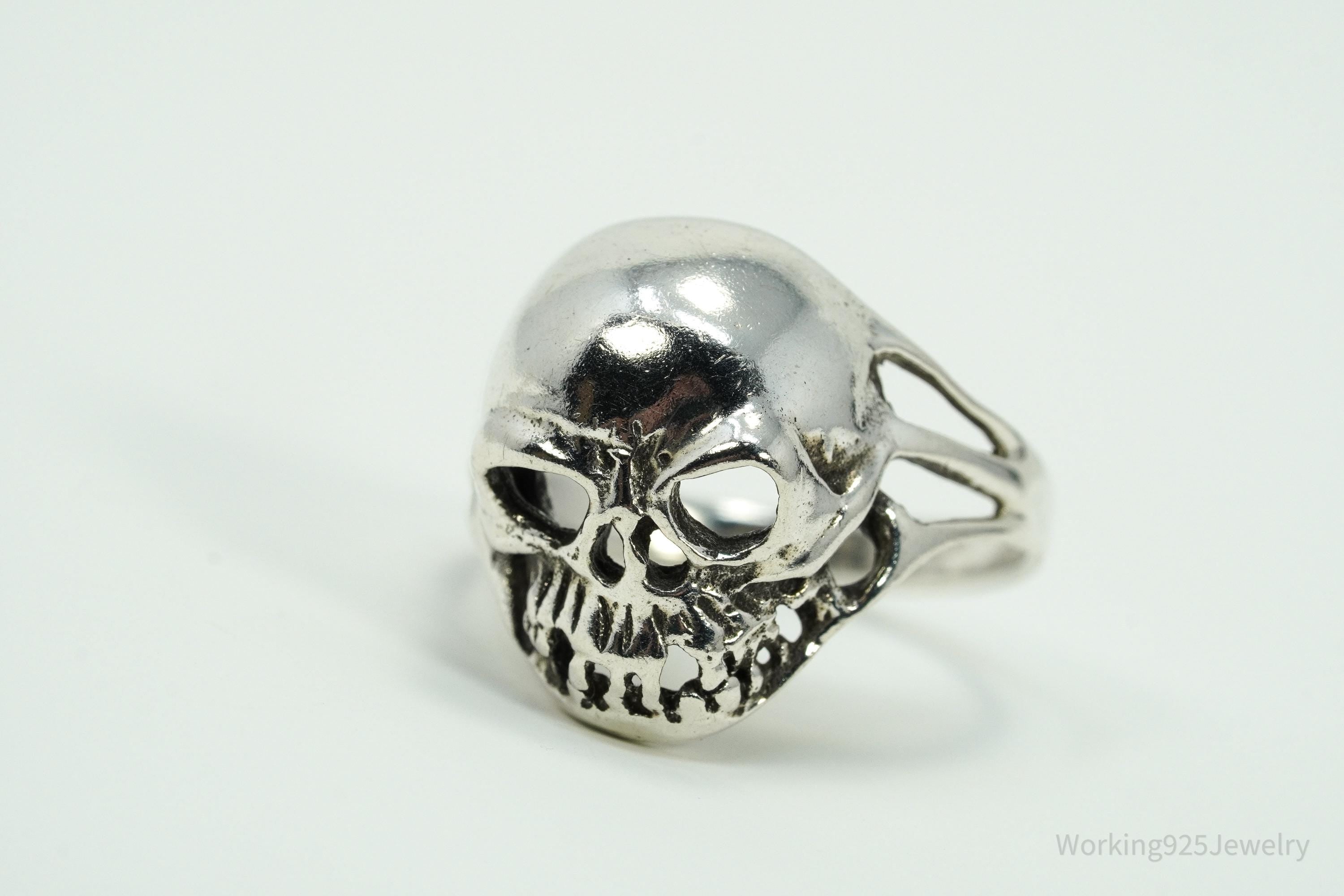Vintage Skull Sterling Silver Ring - Size 6.75