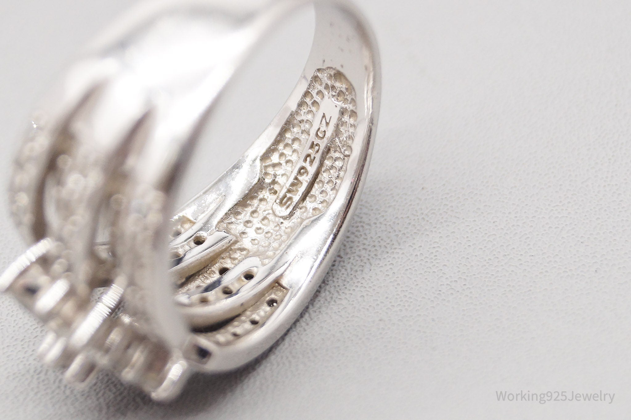 Vintage SW Cubic Zirconia Flower Sterling Silver Ring - Size 7