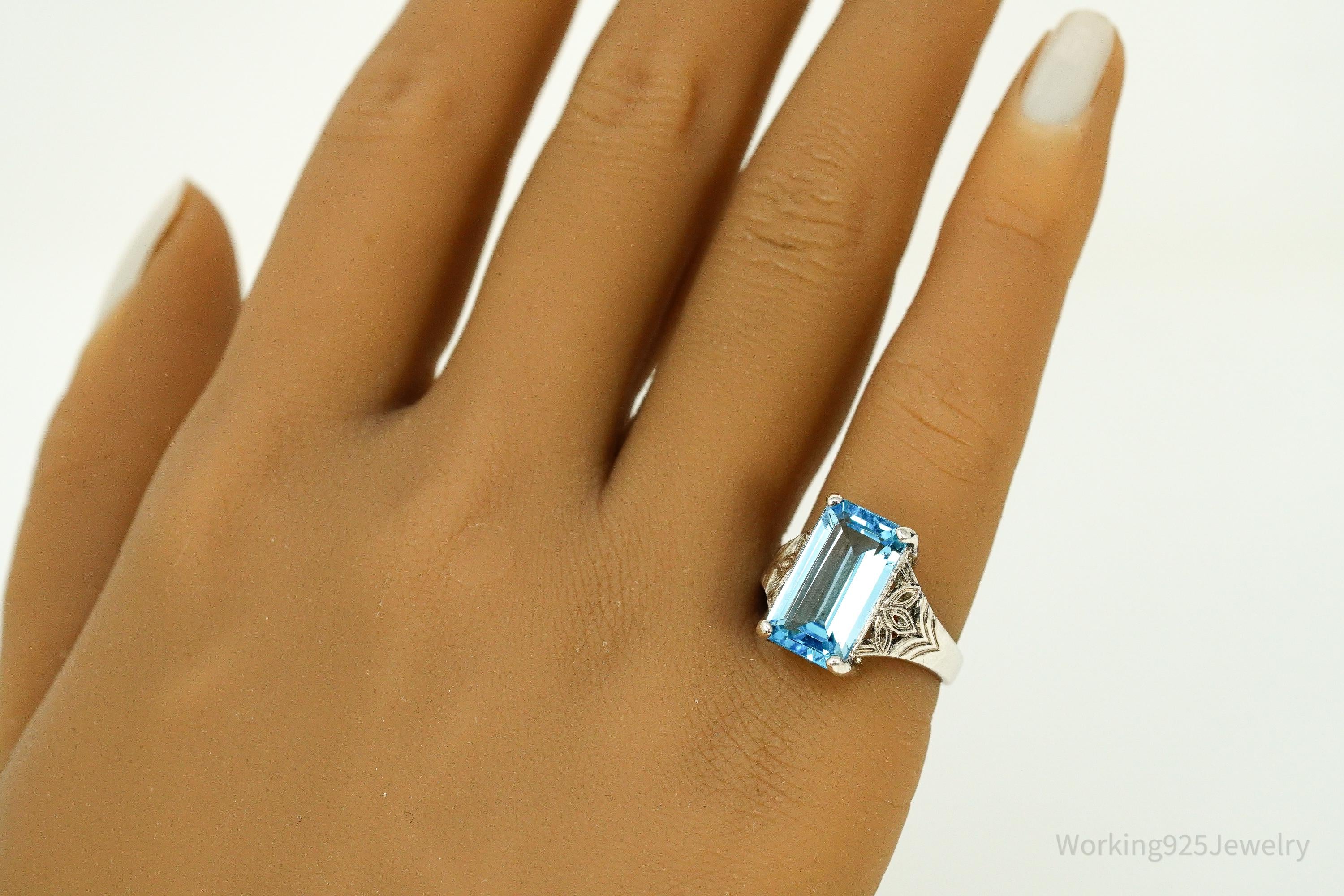 Vintage Blue Topaz Sterling Silver Ring - Size 6