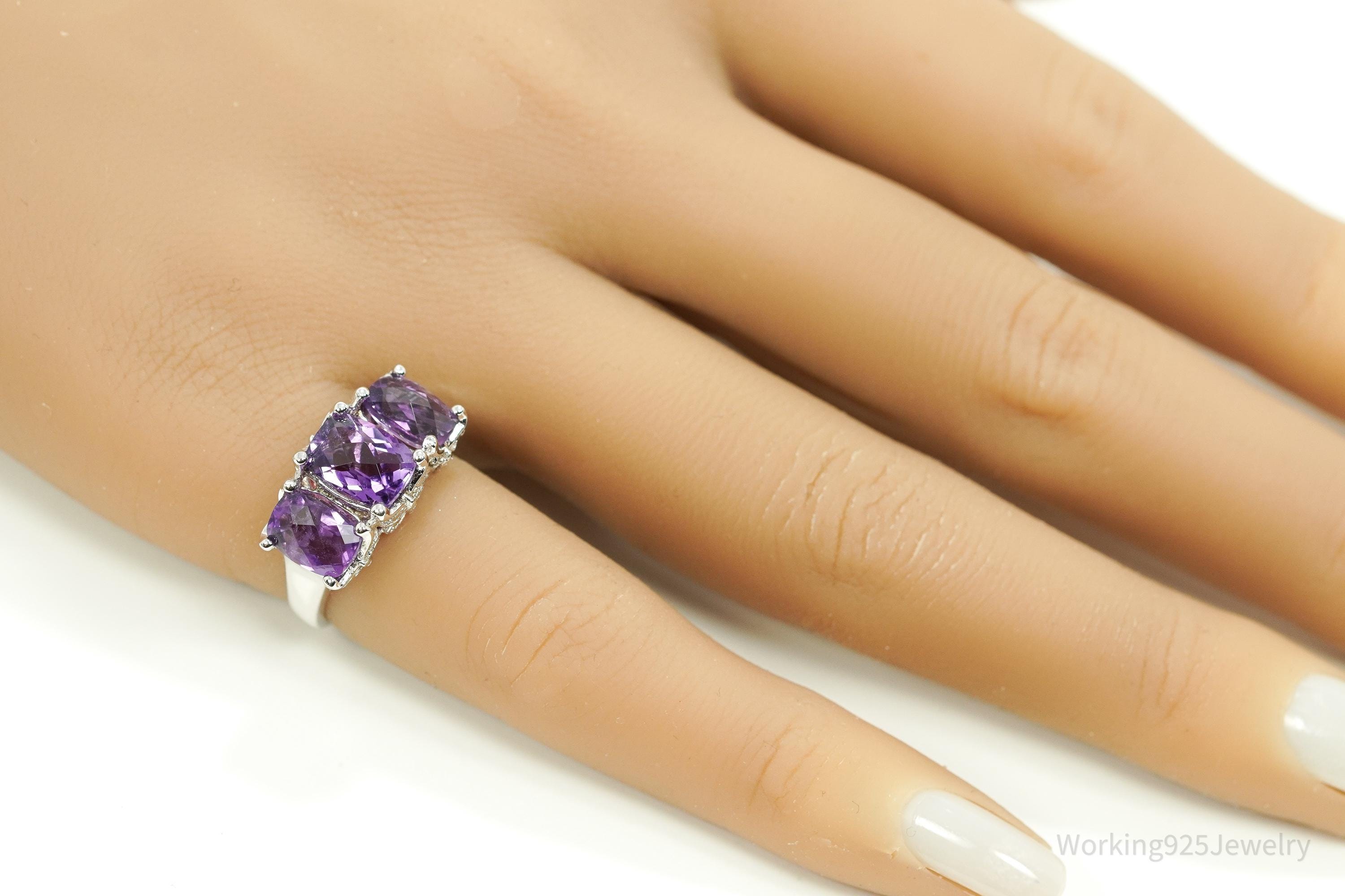 Designer BBJ Purple Amethyst Sterling Silver Ring - Size 5