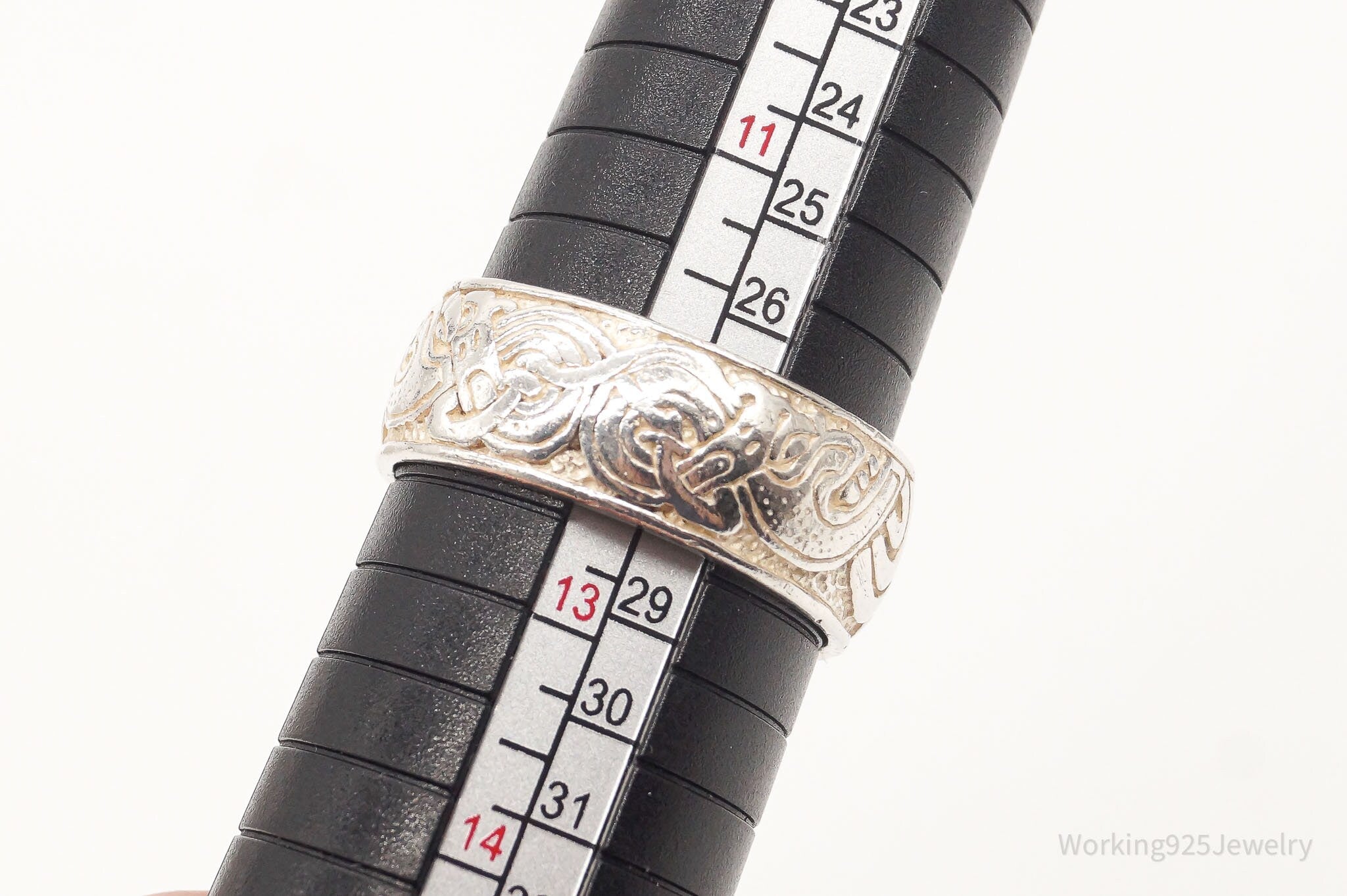 Vintage Celtic Knots Viking Style Pattern Sterling Silver Band Ring - Size 12.5