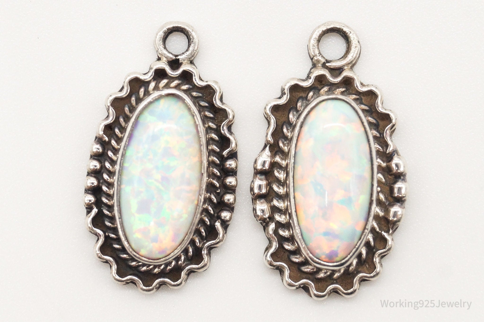 Vintage Native American RB Opal Sterling Silver Earring Jackets