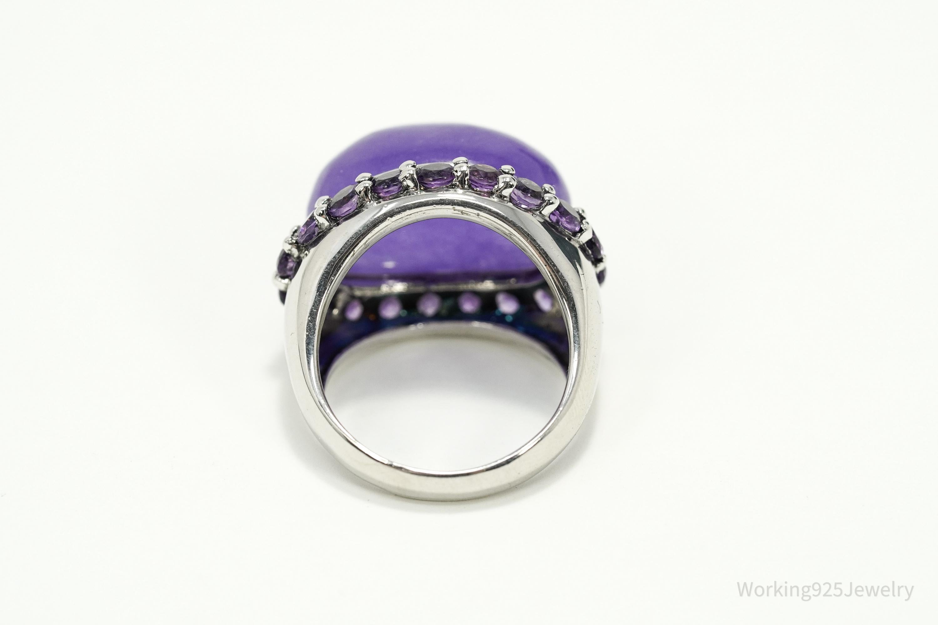 Vintage Purple Quartz & Amethyst Sterling Silver Ring – Size 6.75