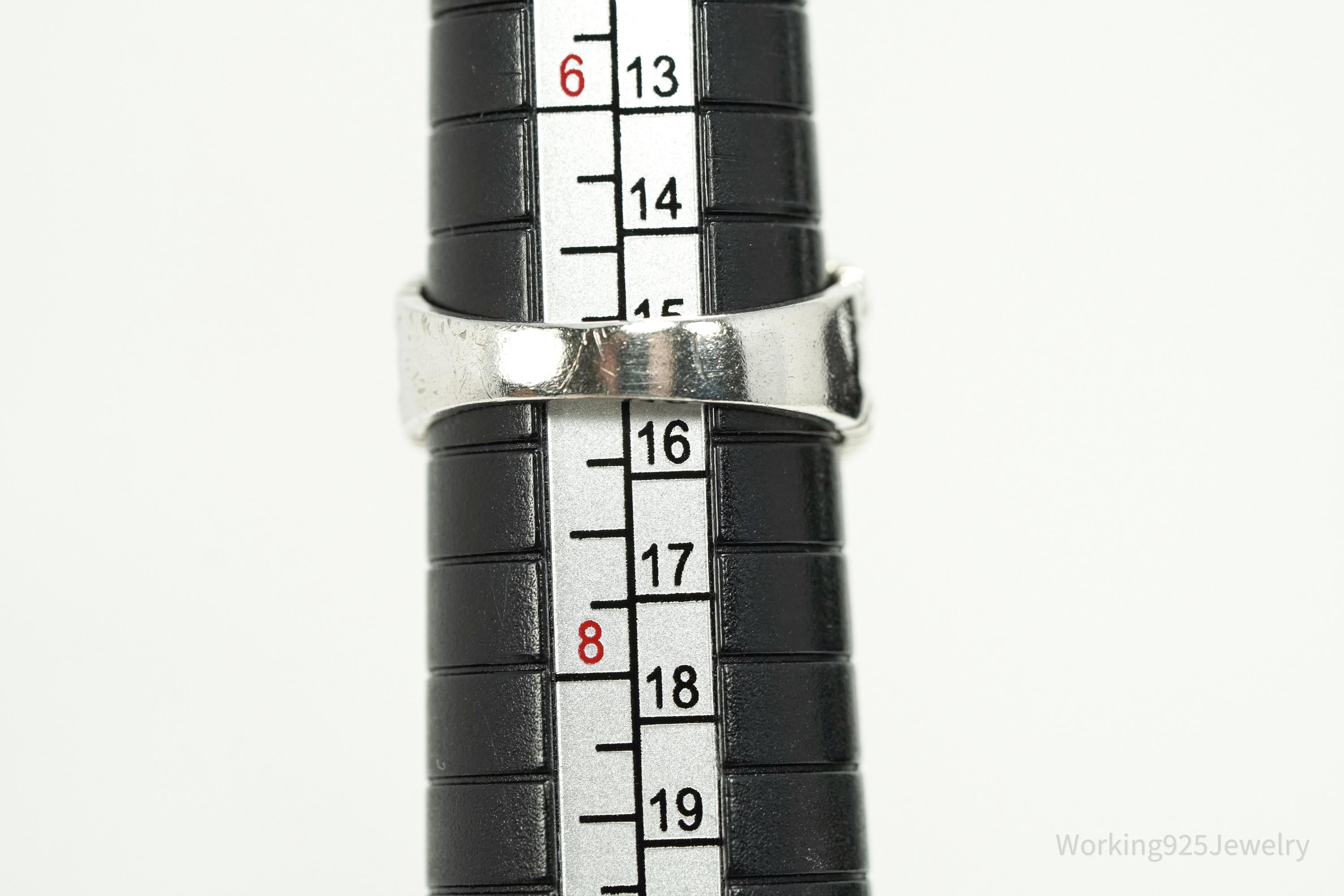 Vintage Pink Cubic Zirconia Heart Sterling Silver Ring - Size 7