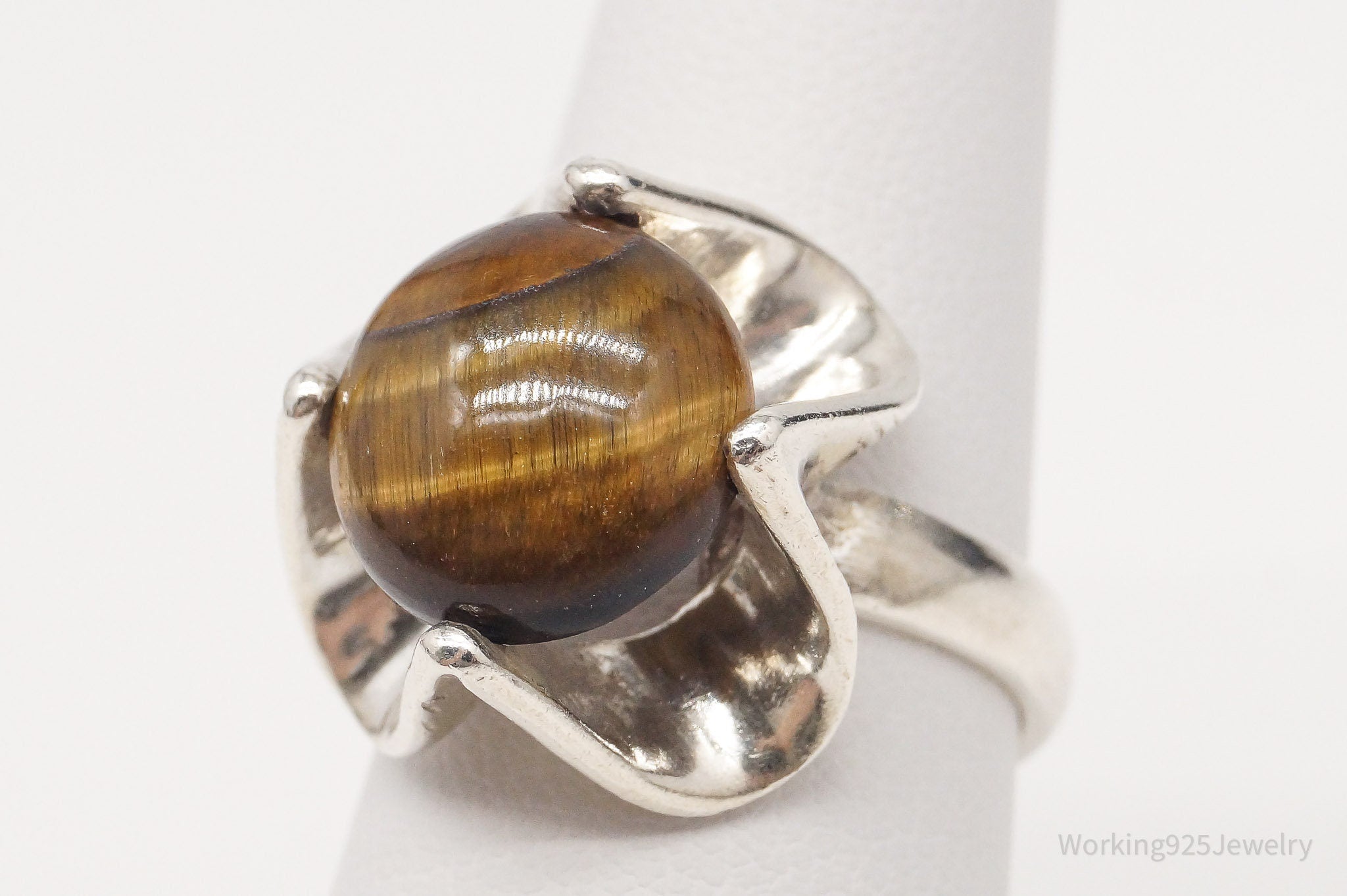 Vintage Mexico Tigers Eye Sterling Silver Ring - Size 6.75