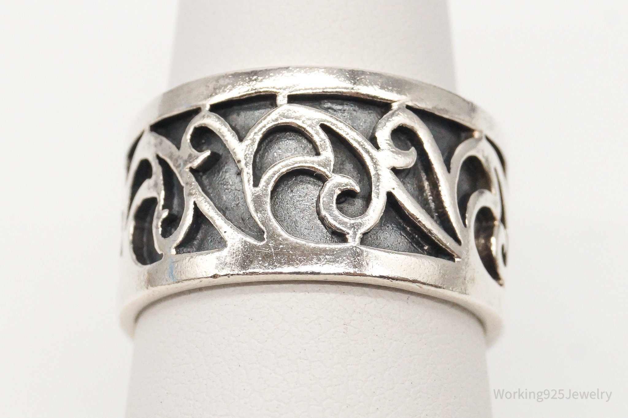 Vintage Scroll Swirls Sterling Silver Ring - Size 7.25