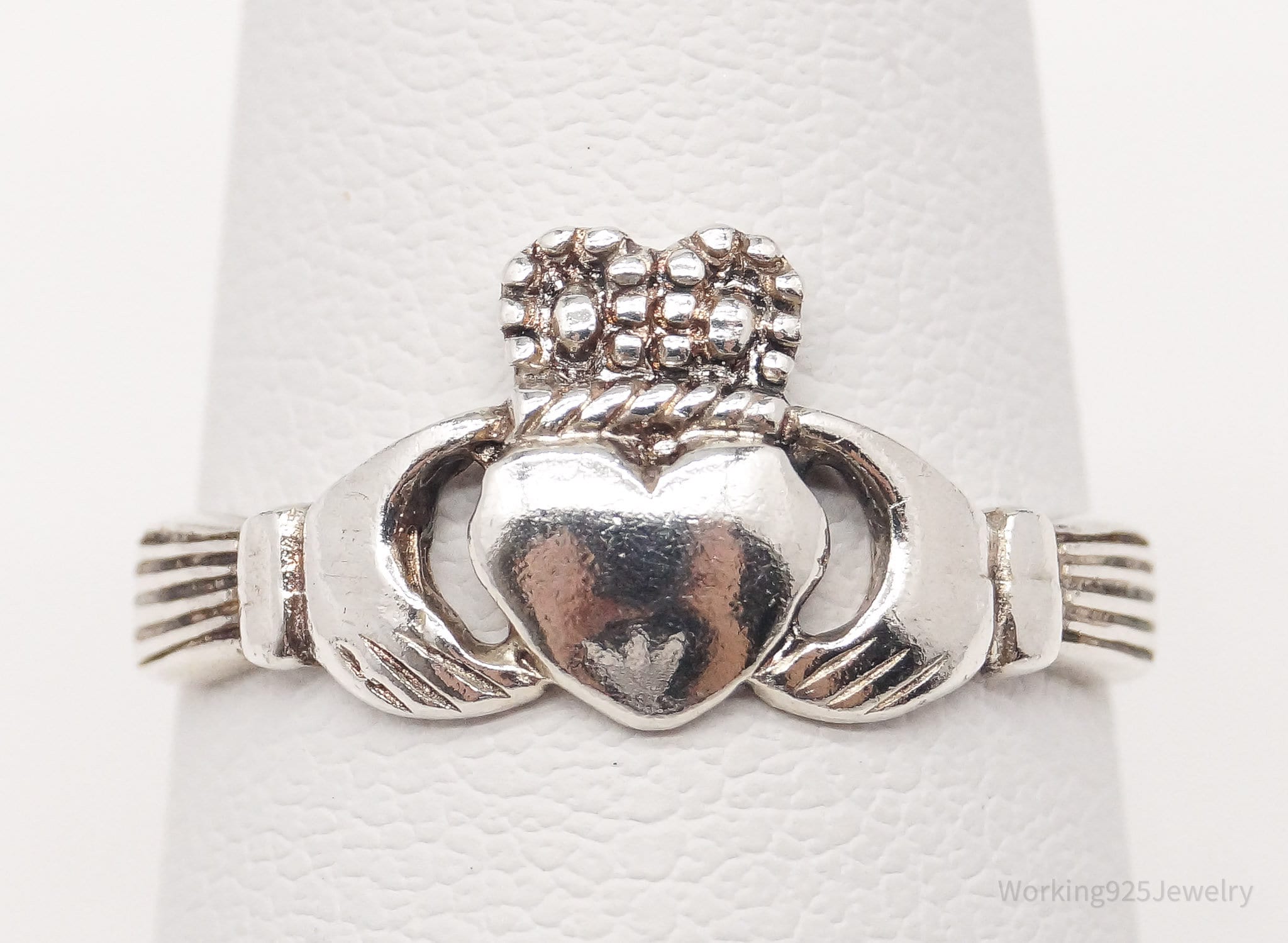 Vintage Claddagh Irish Heart Sterling Silver Ring Size 6.25