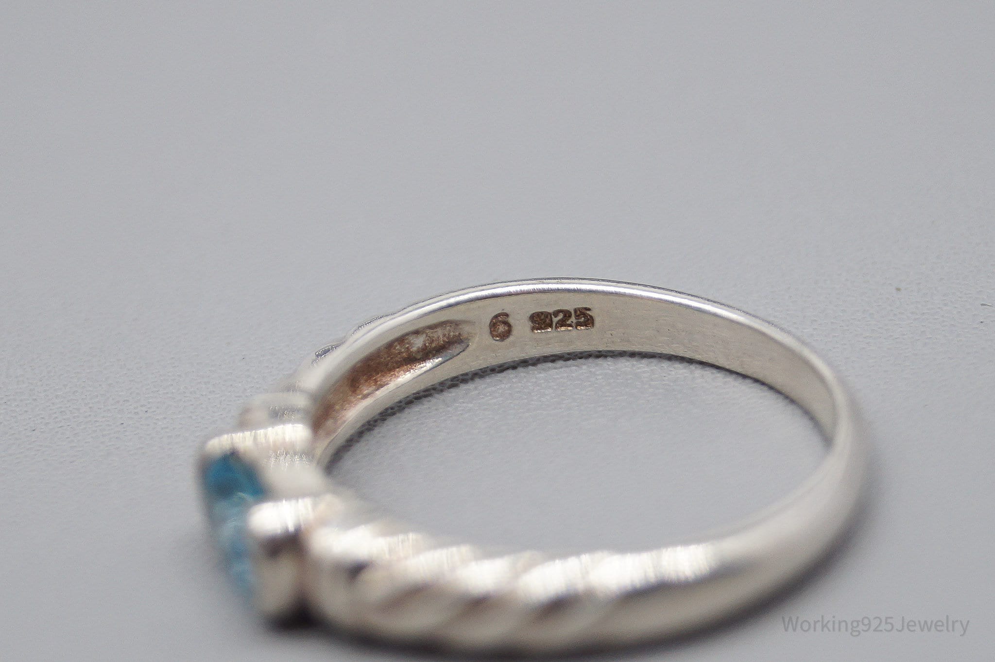 Vintage Blue Topaz Sterling Silver Ring - Size 6