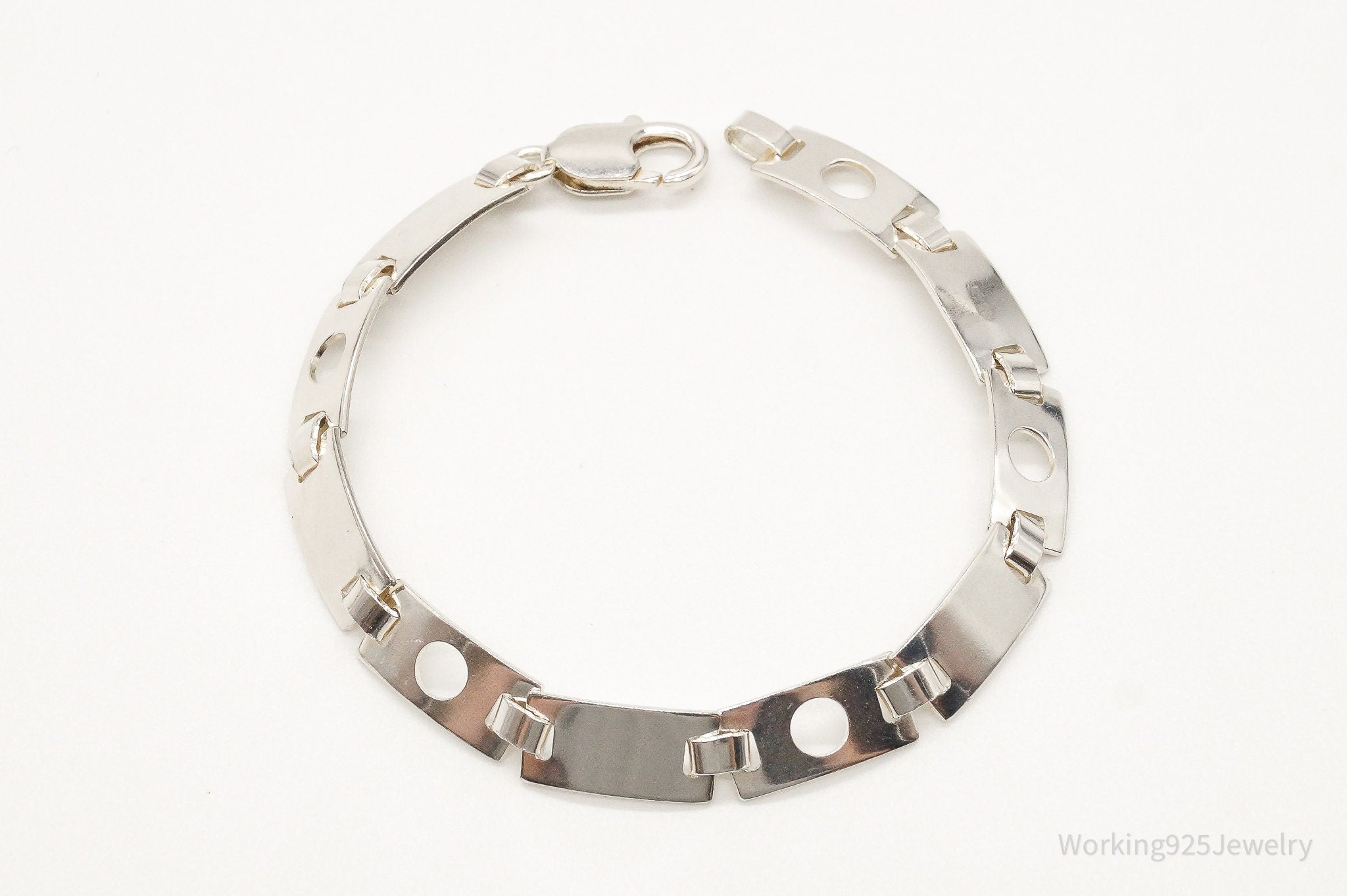 Vintage Italian Modernist Link Sterling Silver Bracelet