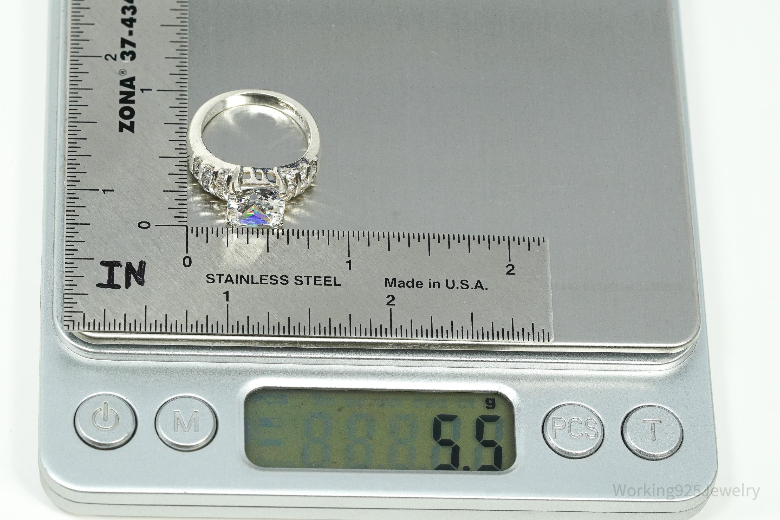 Vintage Diamonique Cubic Zirconia DQCZ Sterling Silver Ring - Size 6.75