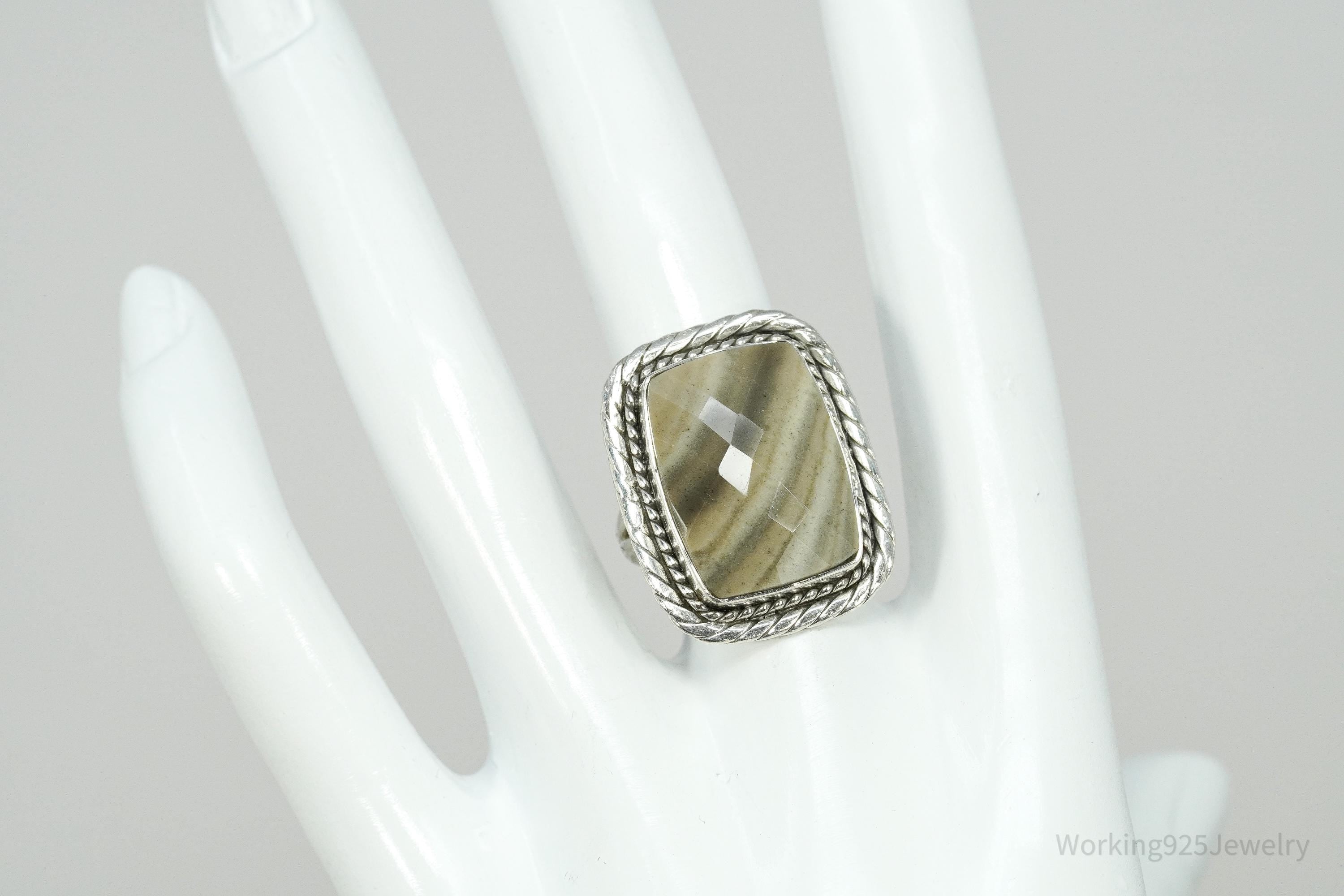 Vintage Lace Gemstone Sterling Silver Ring - Size 7