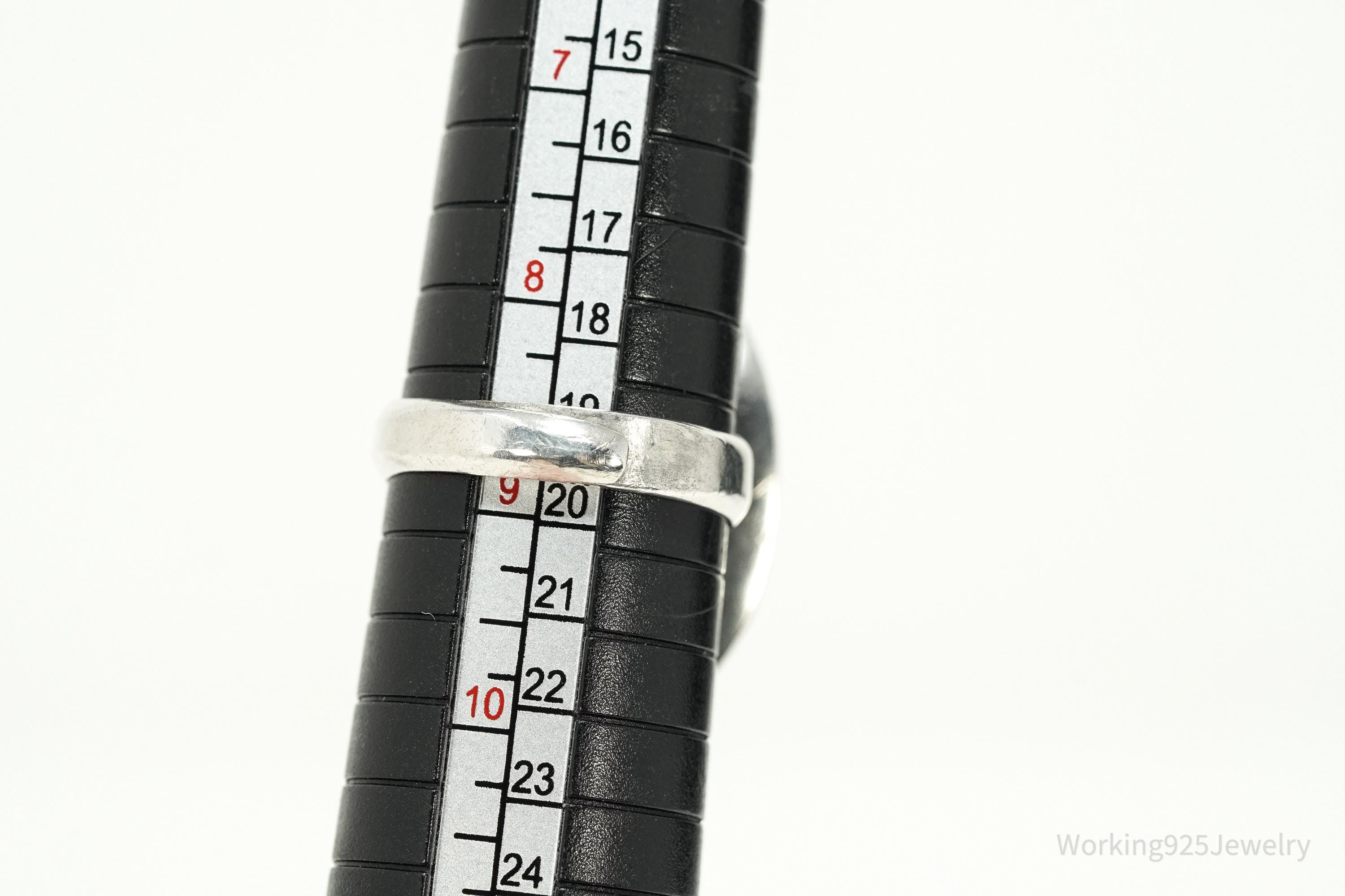 Vintage Mexico Amethyst Poison Ring Modernist Sterling Silver Size 8.75