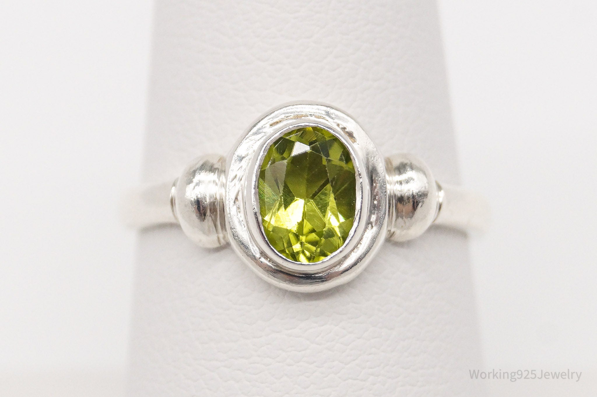 Vintage Peridot Sterling Silver Ring - Size 7.5