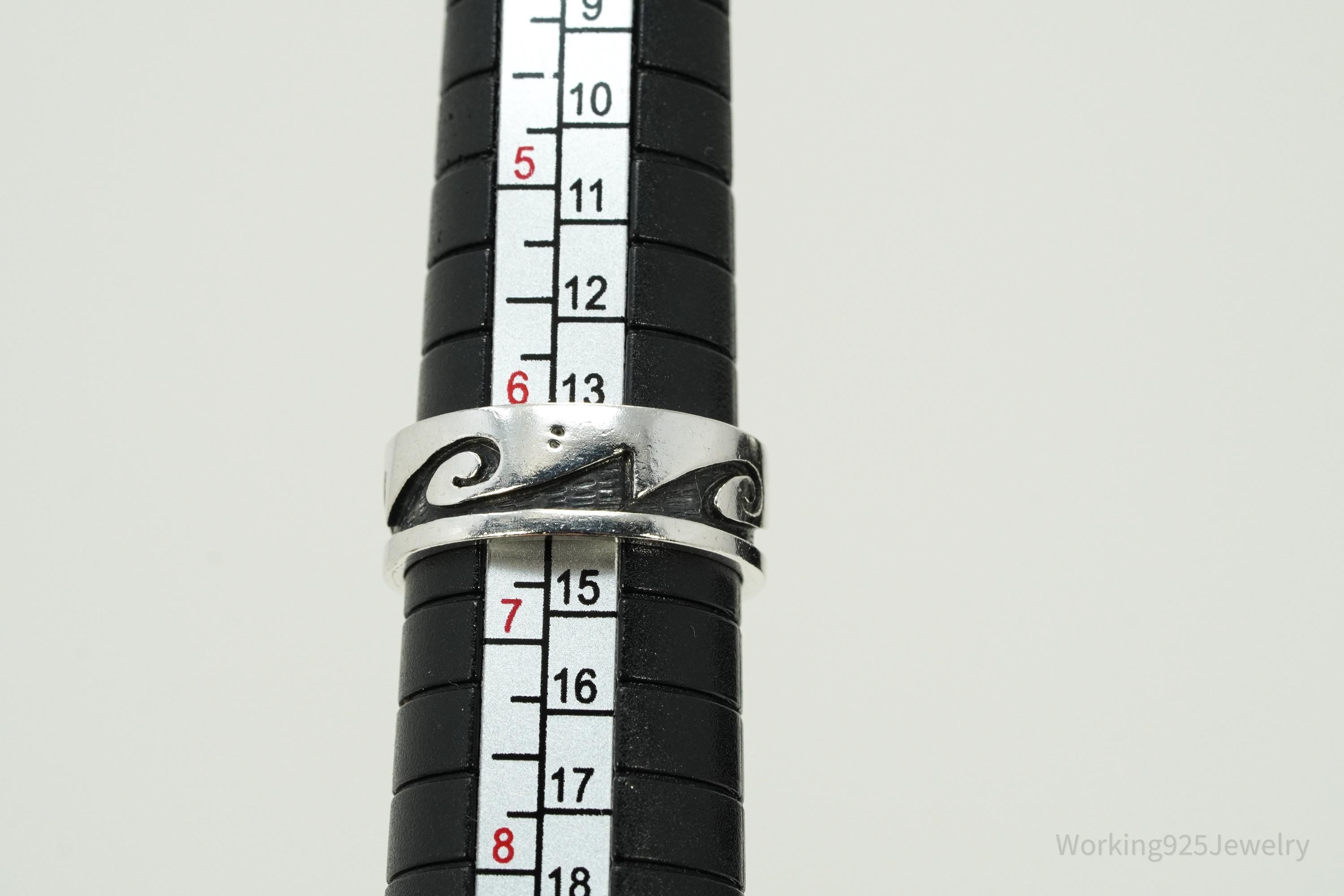 Vintage Native American Tribal Sterling Silver Band Ring - Size 6.5