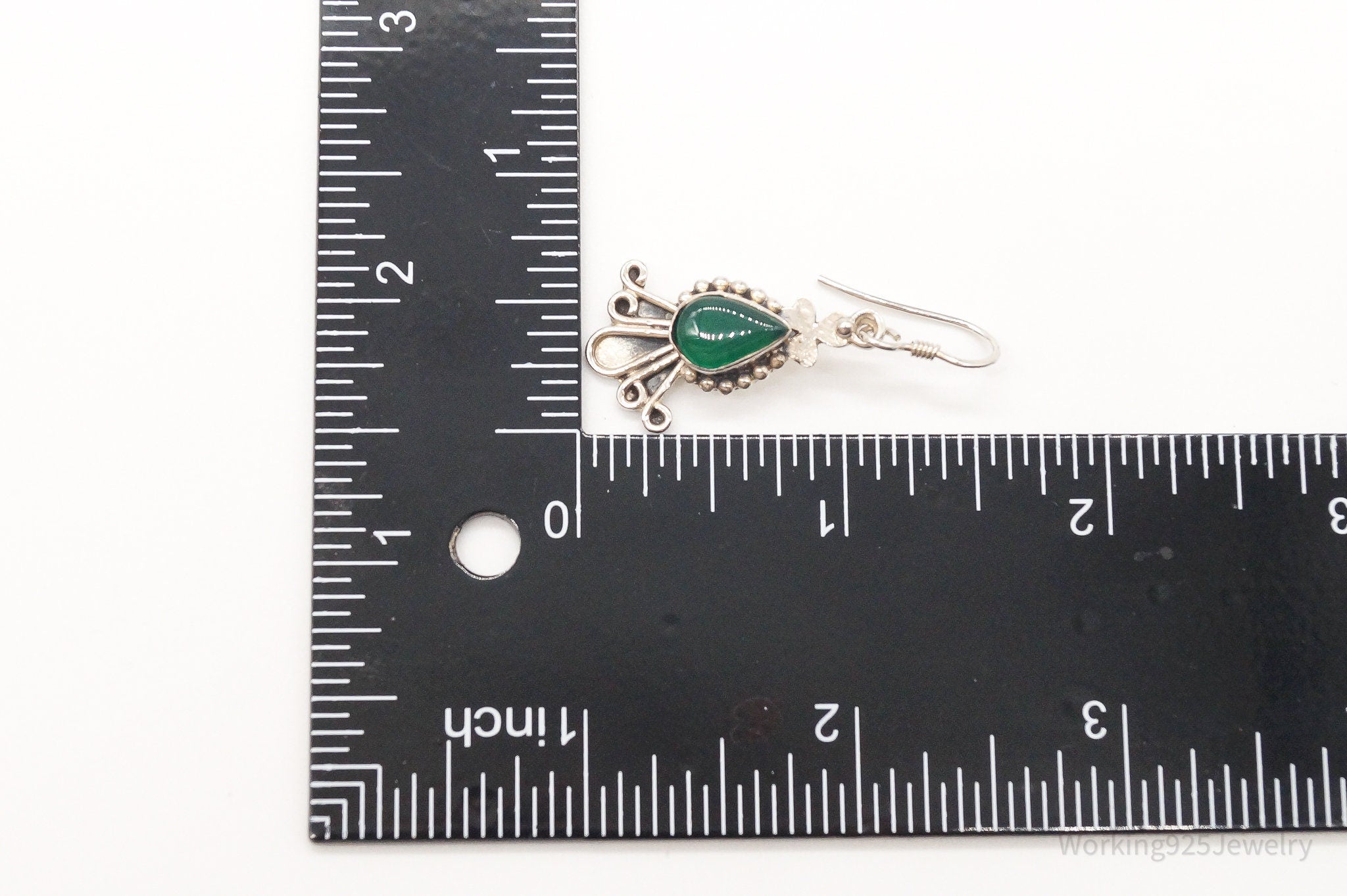 Vintage Green Onyx Sterling Silver Earrings