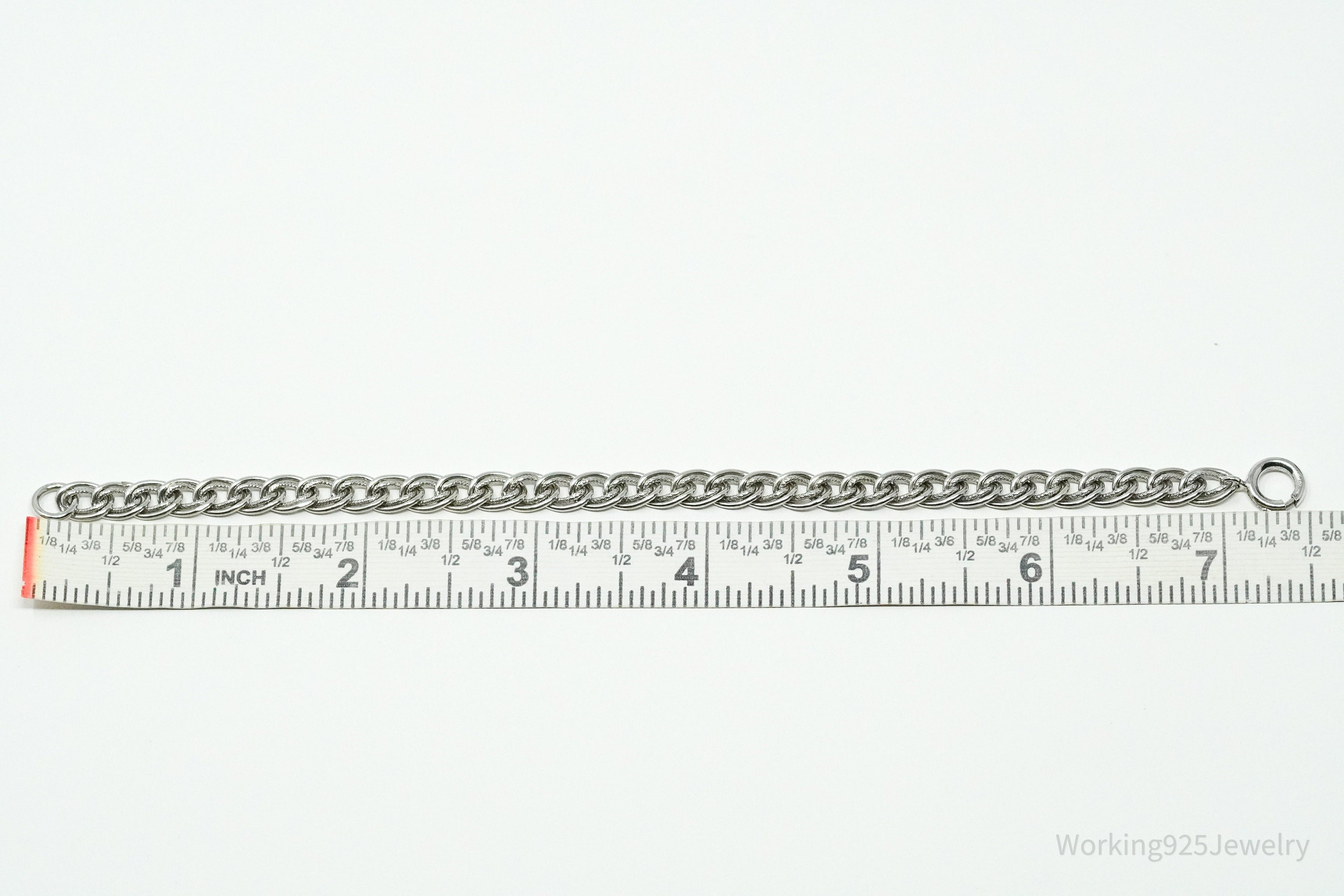 Vintage Danecraft Mid Century Sterling Silver Chain Bracelet 7.5"