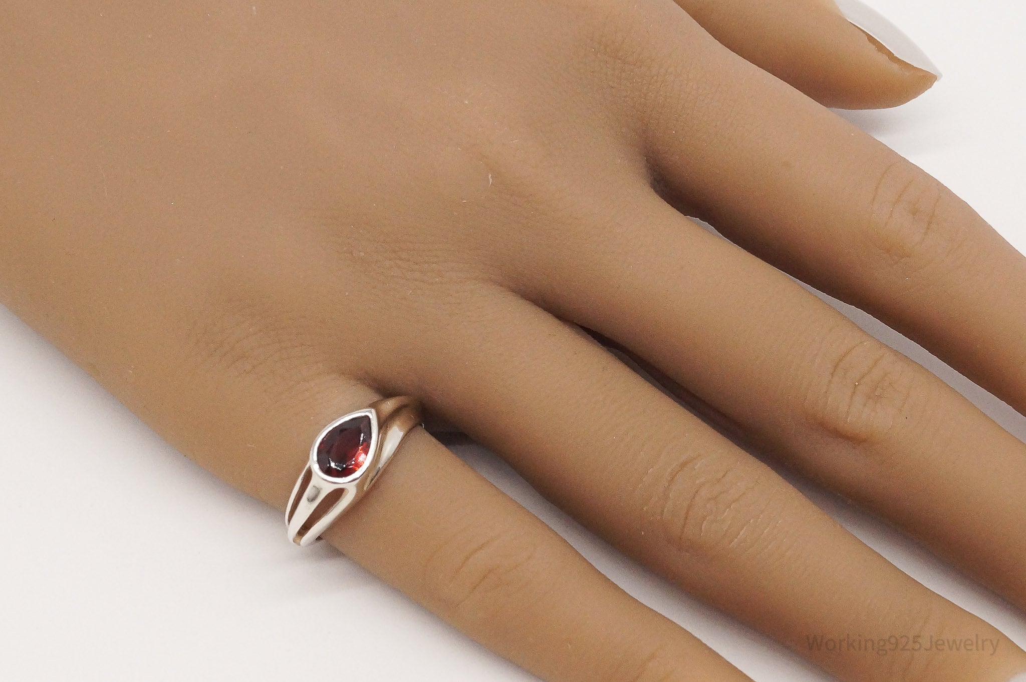 Vintage Kabana Garnet Sterling Silver Ring - Size 6.5