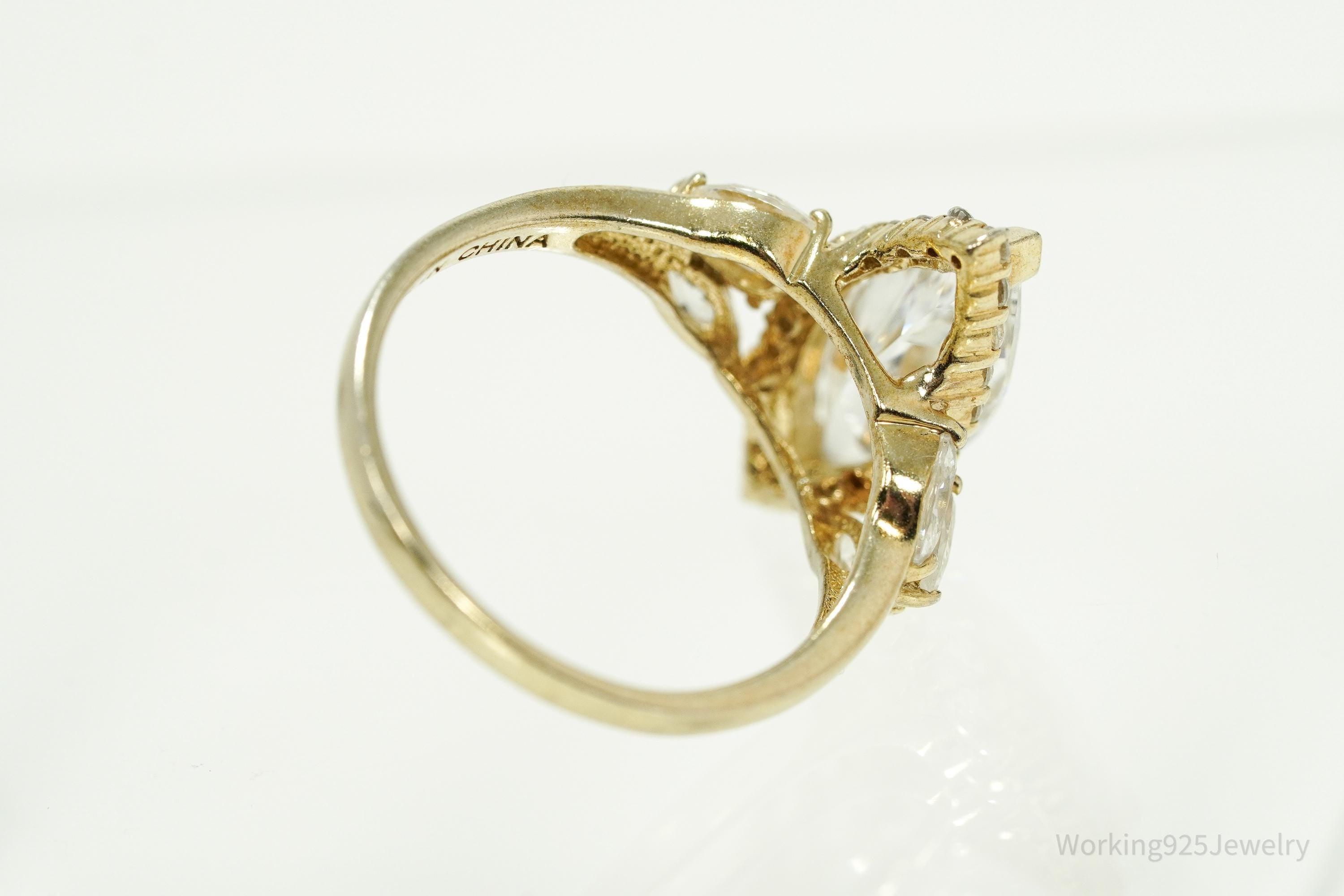 Designer Michael Valitutti Cubic Zirconia 14K Gold Over Sterling Silver Ring - Size 9