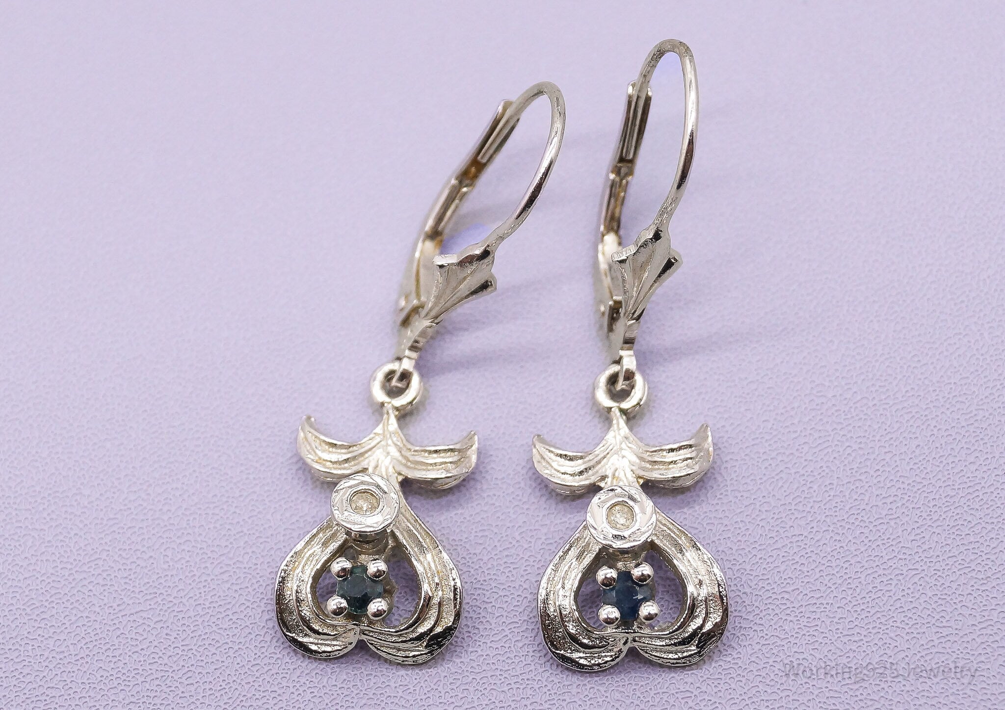 Victorian Antique Sapphire Diamond 835 Silver Earrings