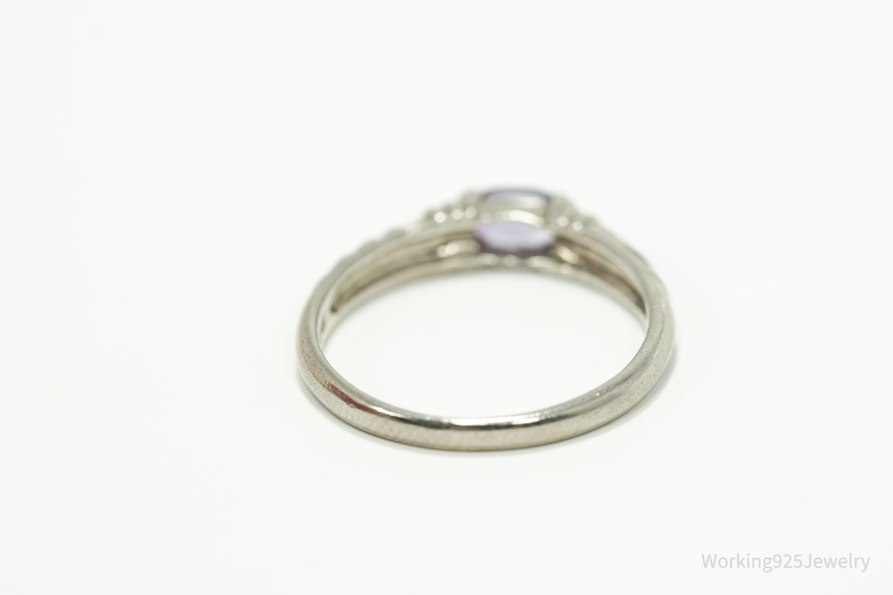 Vintage Amethyst Sterling Silver Ring - Size 7.75