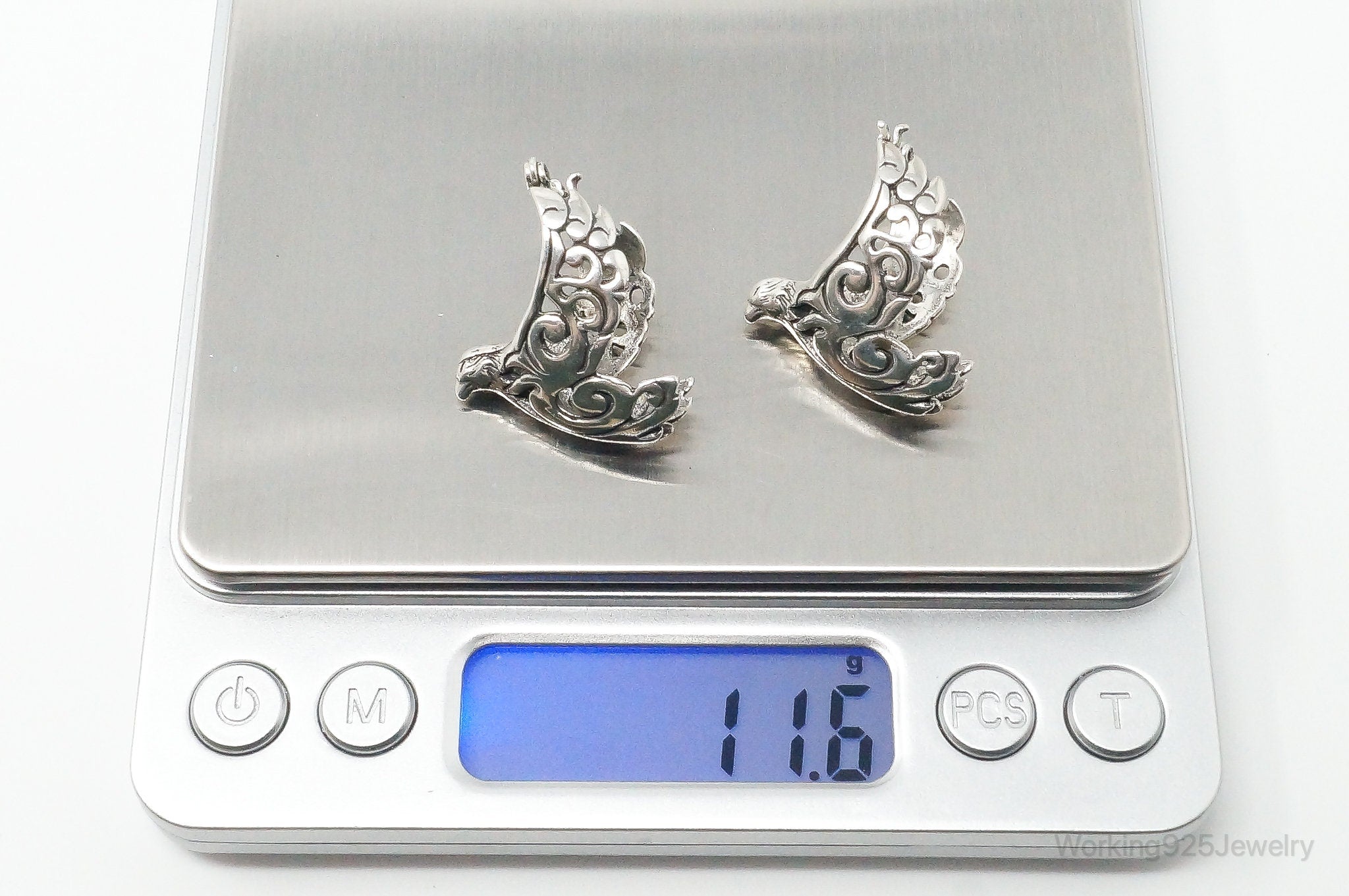 Vintage Native American Shube's Manufacturing Inc Sterling Silver Bird Earrings