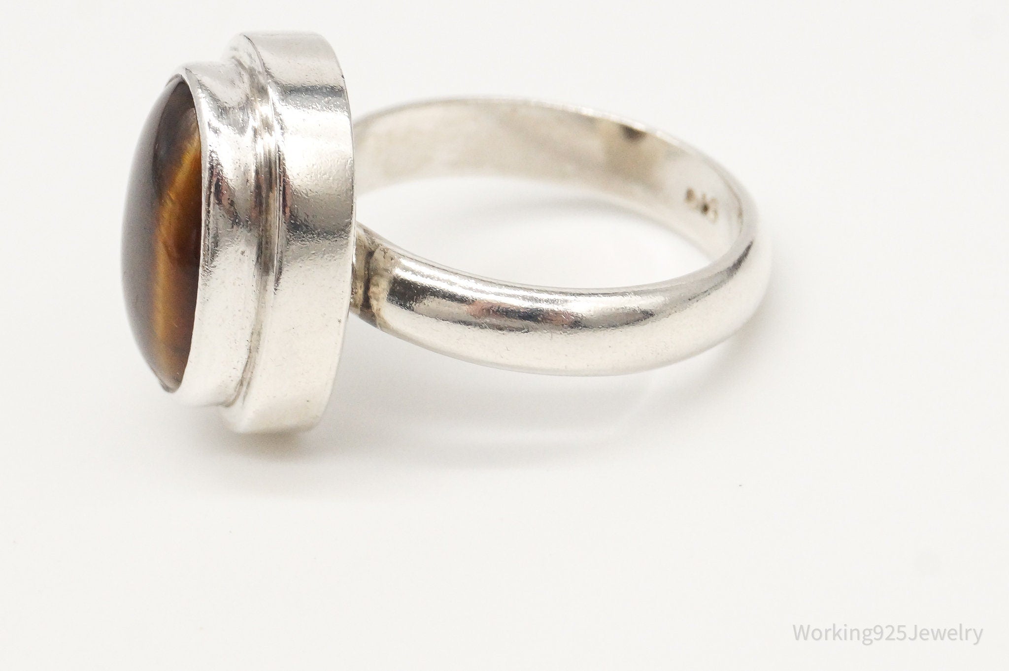 Vintage Tigers Eye Sterling Silver Ring - Size 7