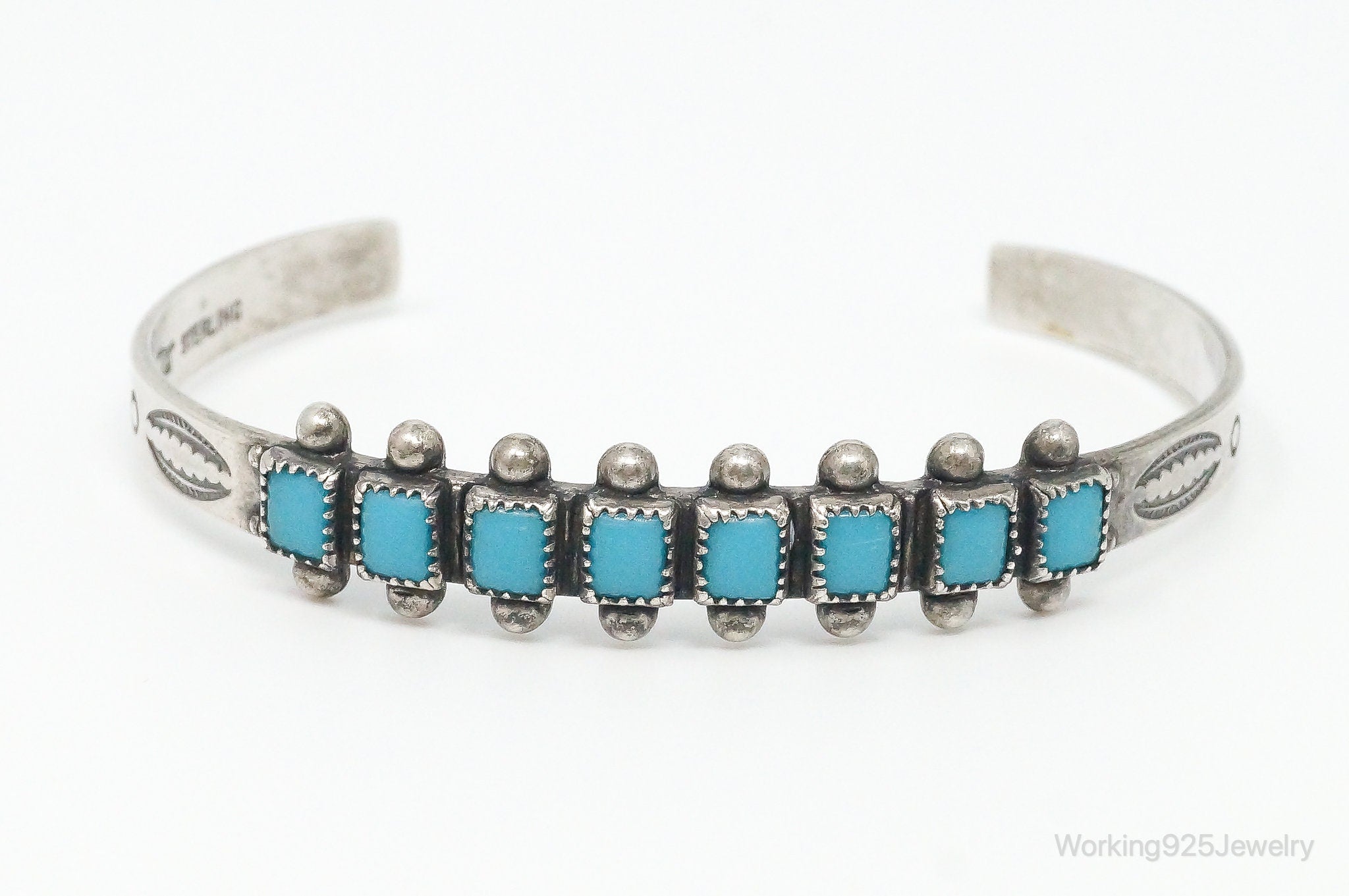 Vintage Southwest Designer Bell Trading Post Turquoise Sterling Silver Bracelet