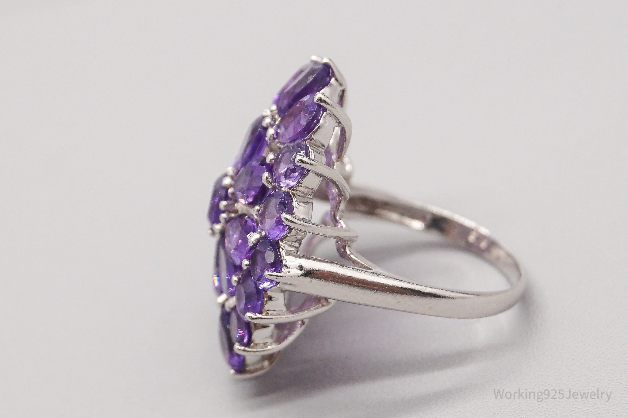 Vintage Amethyst Sterling Silver Ring - Size 8.25