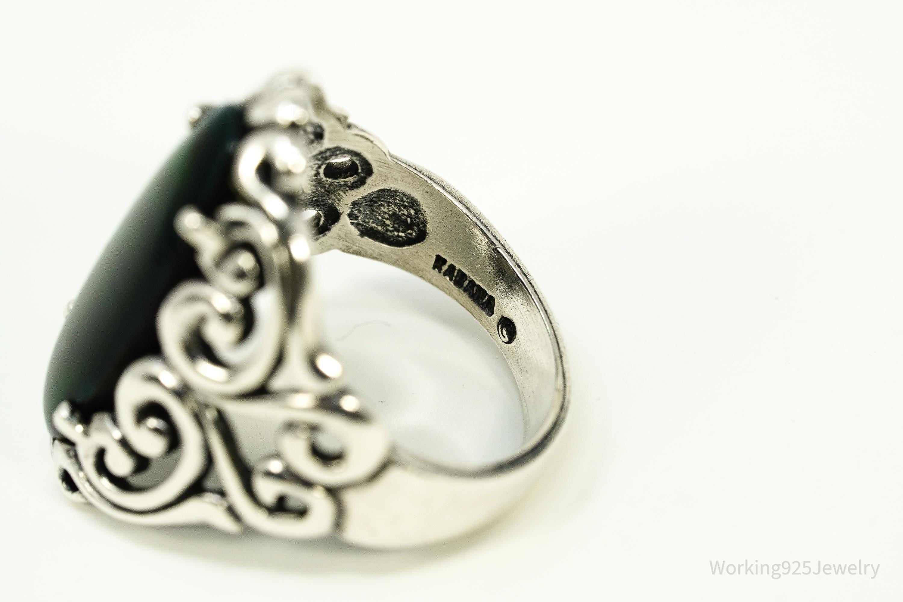 Vintage Designer Kabana Abalone Paua Shell Sterling Silver Ring - Size 7