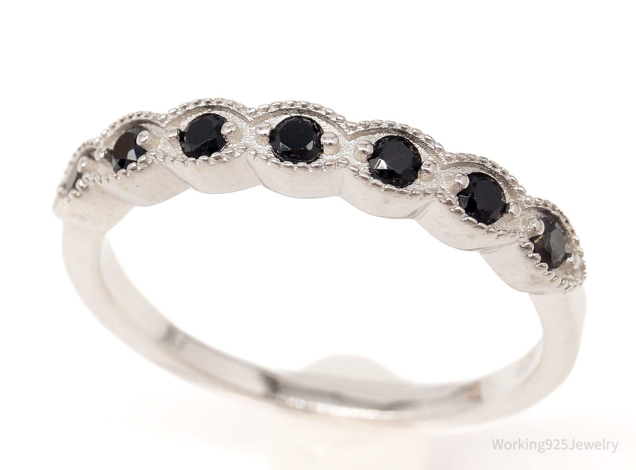 Designer DK Black Spinel Rhodium Over Sterling Silver Ring - Size 7