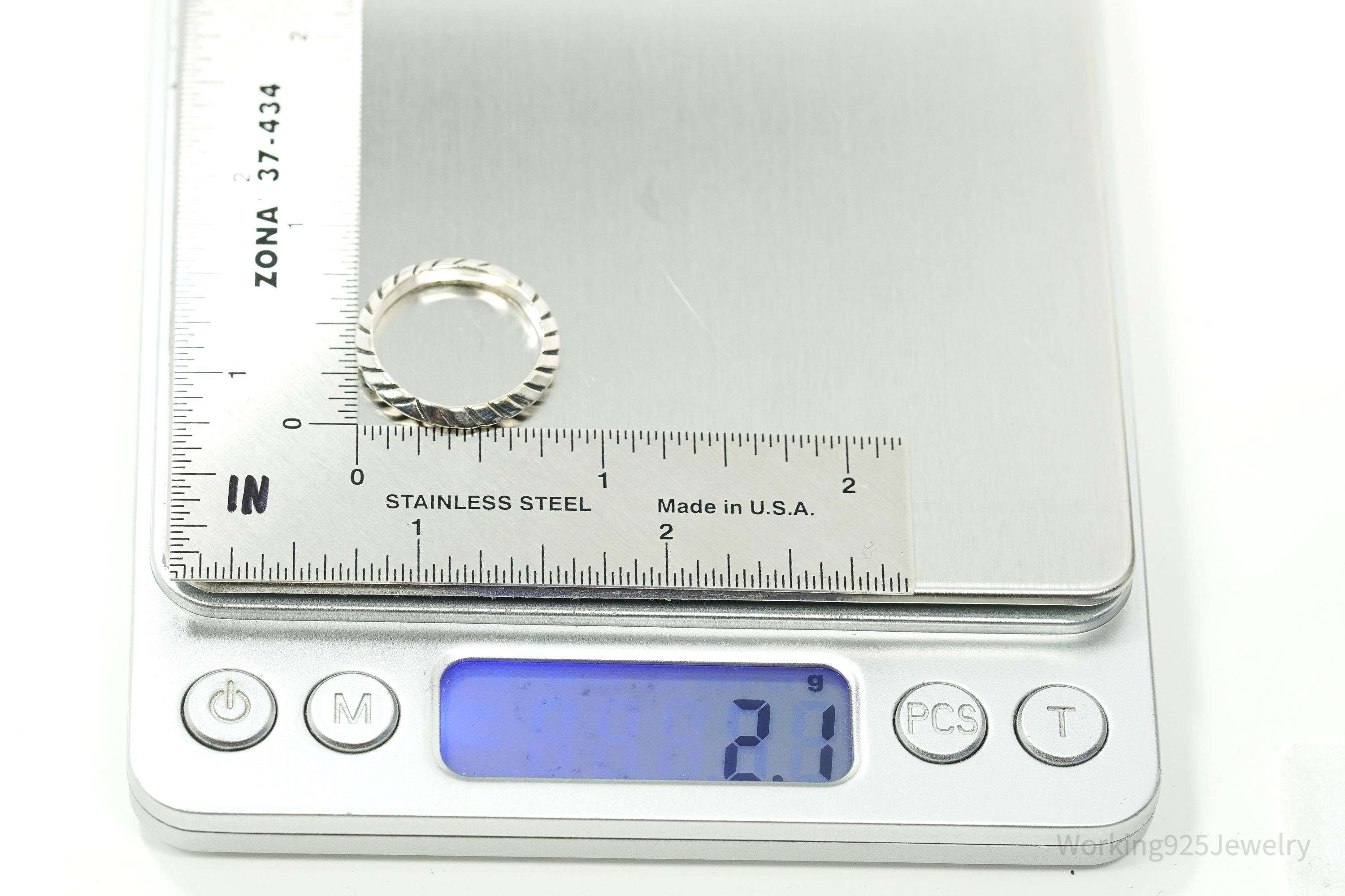 Vintage Native Designer Carolyn Pollack Sterling Silver Band Ring Size 7.25