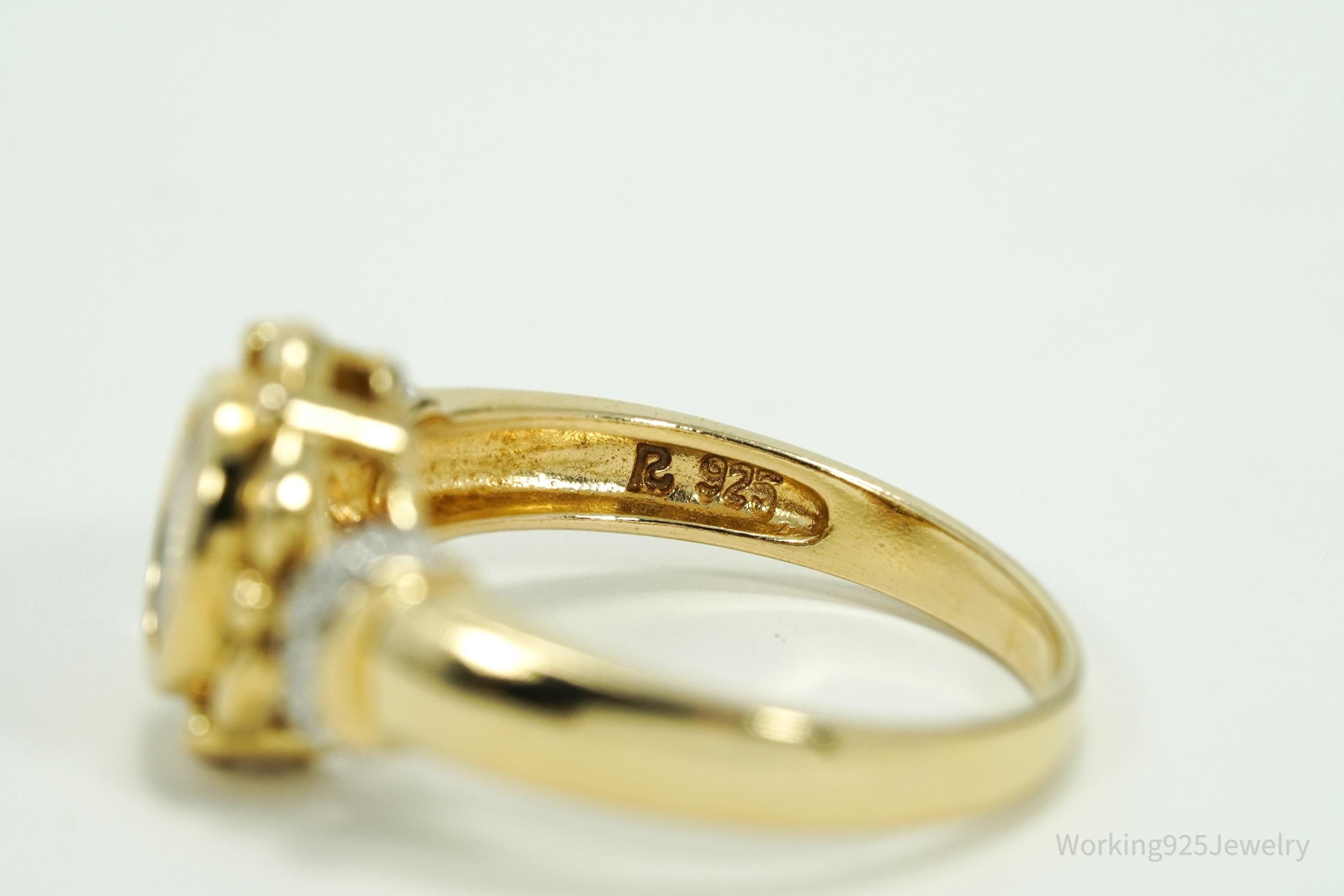 Designer Ross Simons Citrine & Diamond Gold Over Sterling Silver Ring - Size 9
