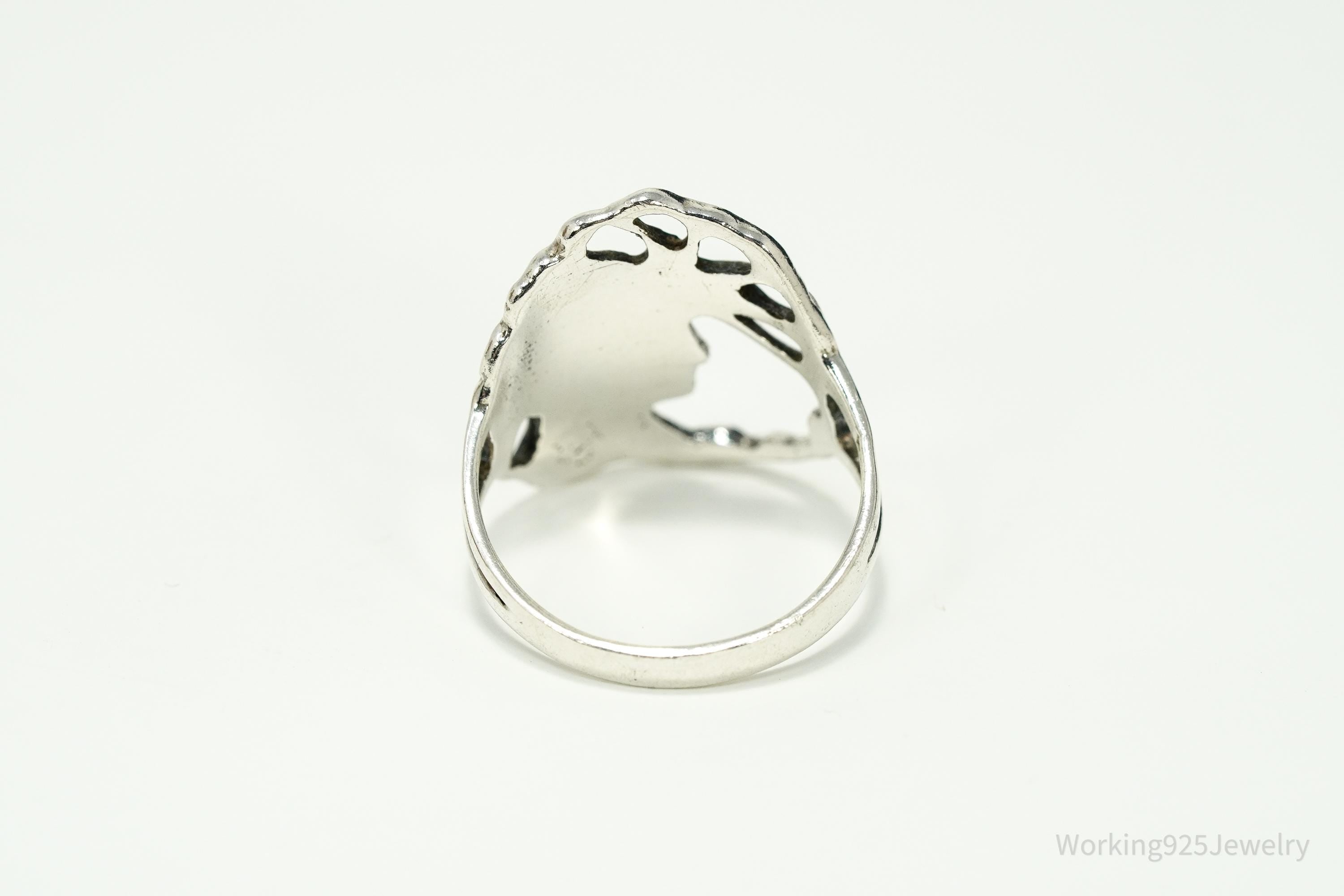 Vintage Art Nouveau Style Woman Sterling Silver Ring - Size 8.75