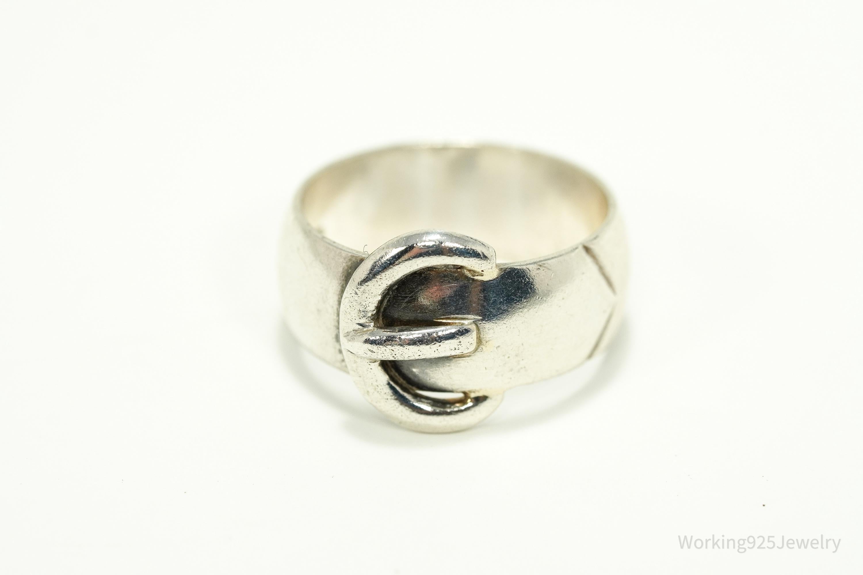 Vintage 1970s Birmingham Buckle Sterling Silver Ring - Size 8.25