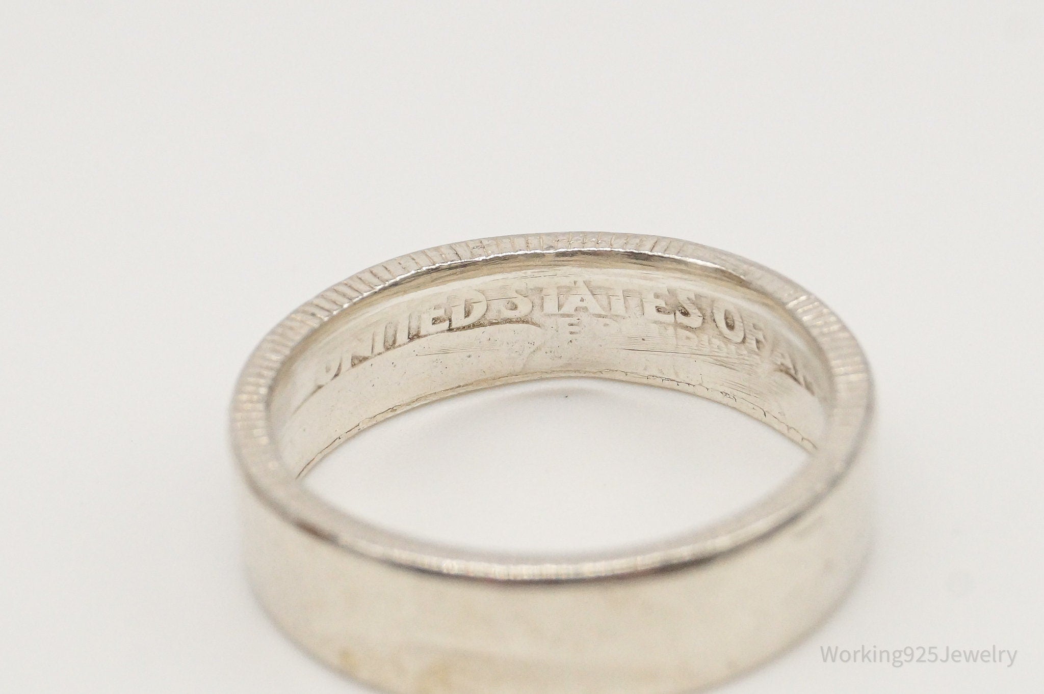 Vintage 1935 Washington Quarter Coin Silver Ring - Size 8