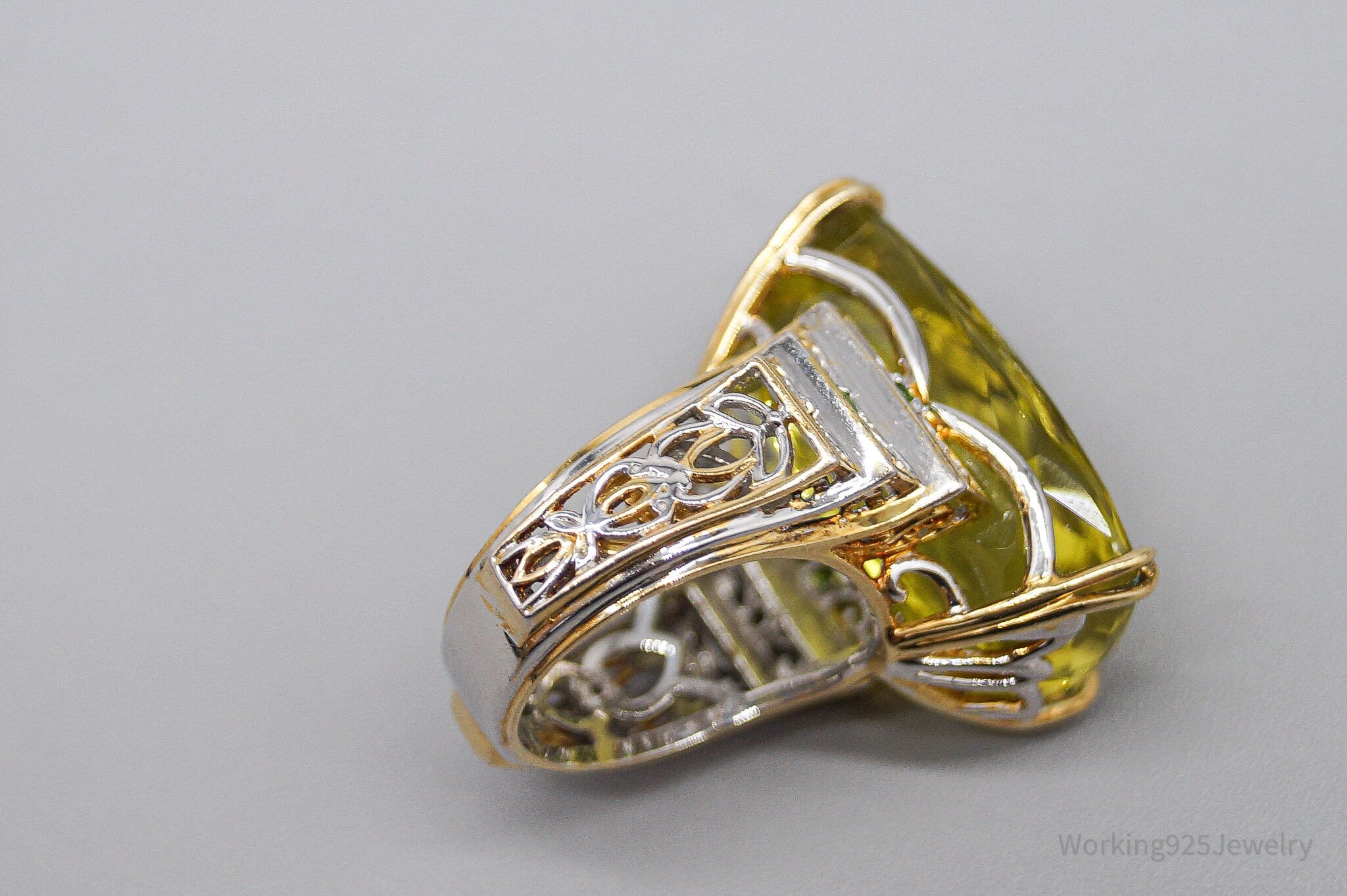 Michael Valitutti Ouro Verde Chrome Diopside Gold Sterling Silver Ring - Size 6