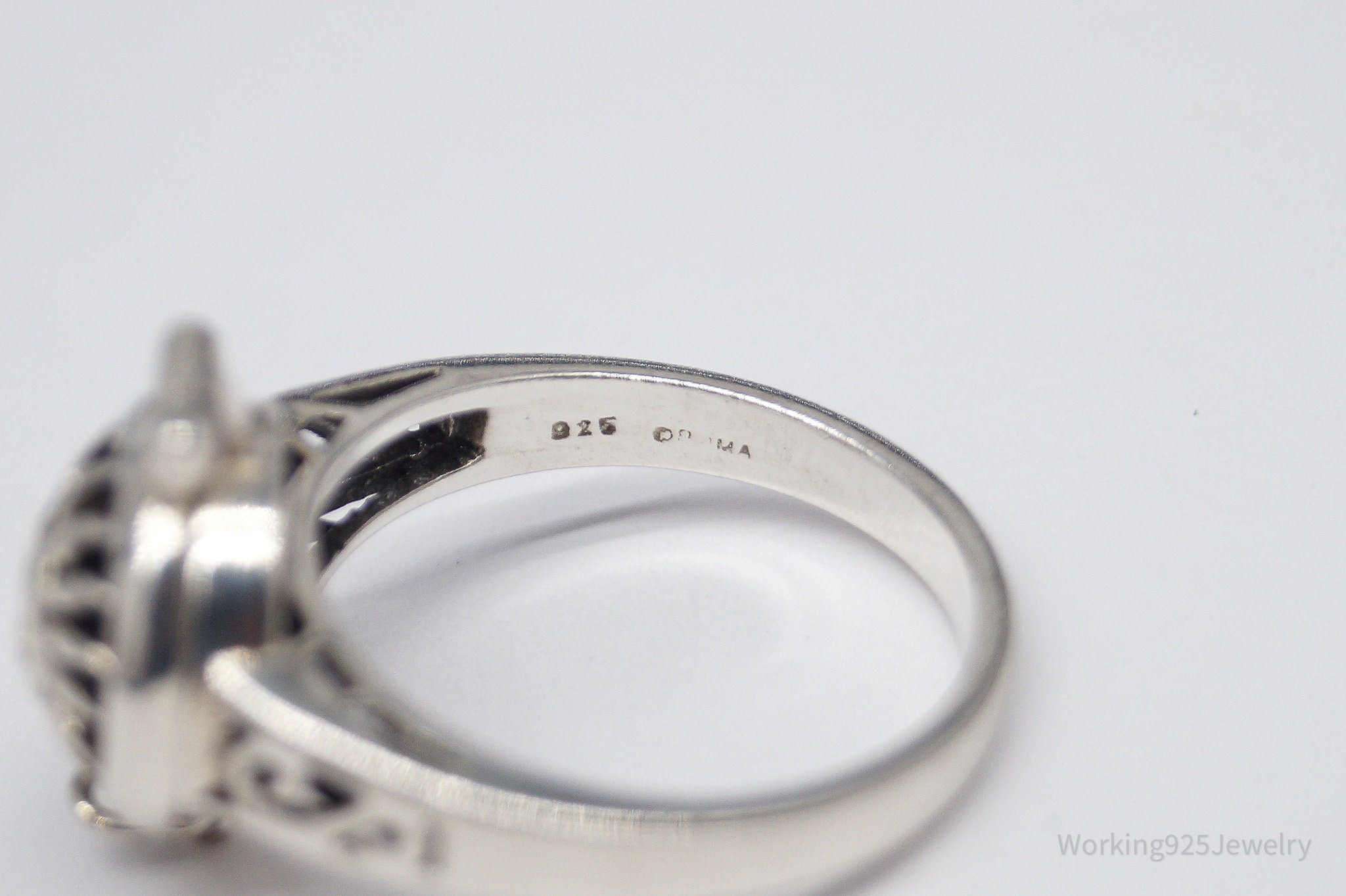 Vintage Boma Sun Face Locket Sterling Silver Ring - Size 7.5