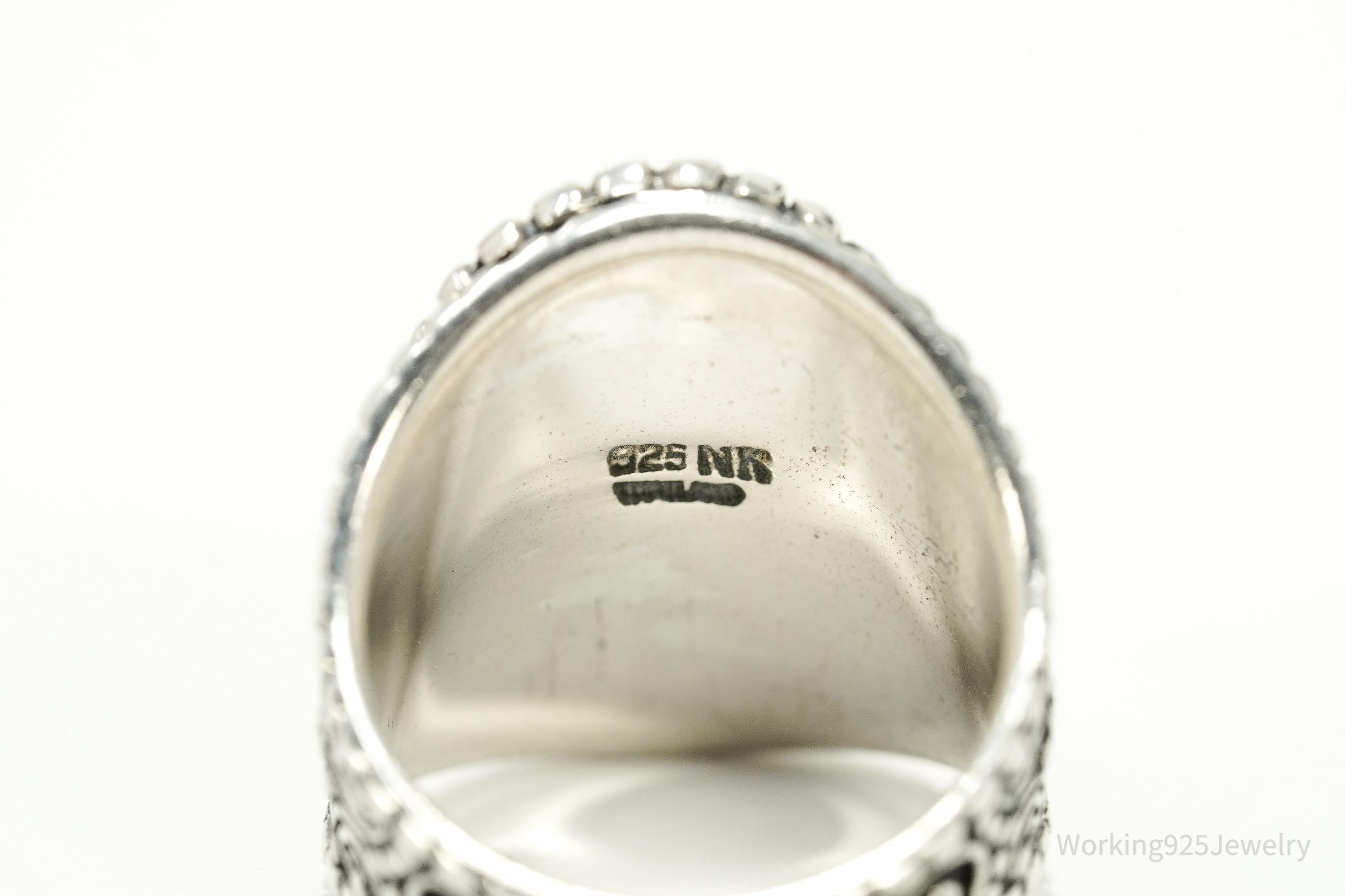 Vintage NK Lapis Lazuli Sterling Silver Statement Ring Size 6.75