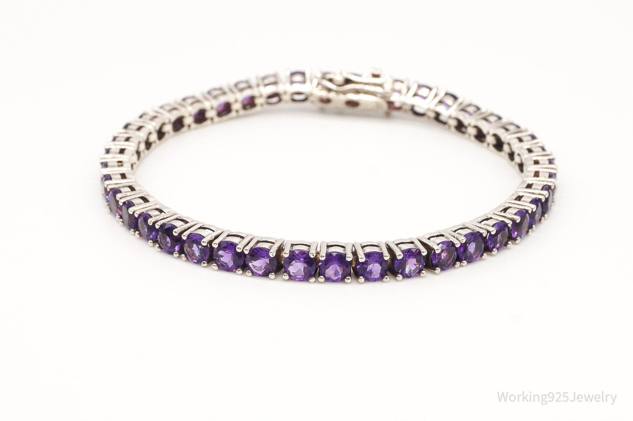 Vintage Purple Cubic Zirconia Sterling Silver Bracelet