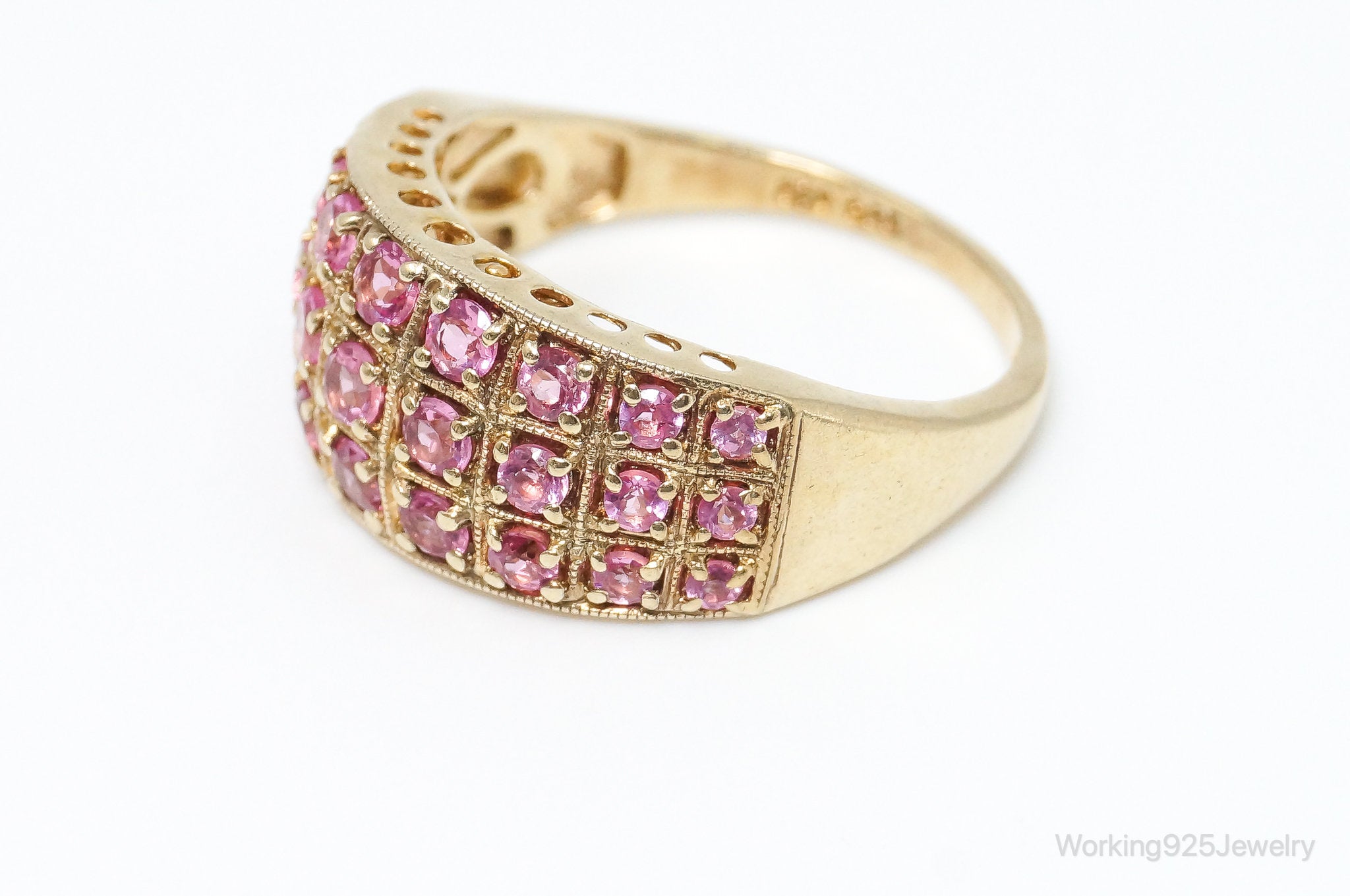 Vintage Pink Topaz Gold Vermeil Sterling Silver Ring Size 10