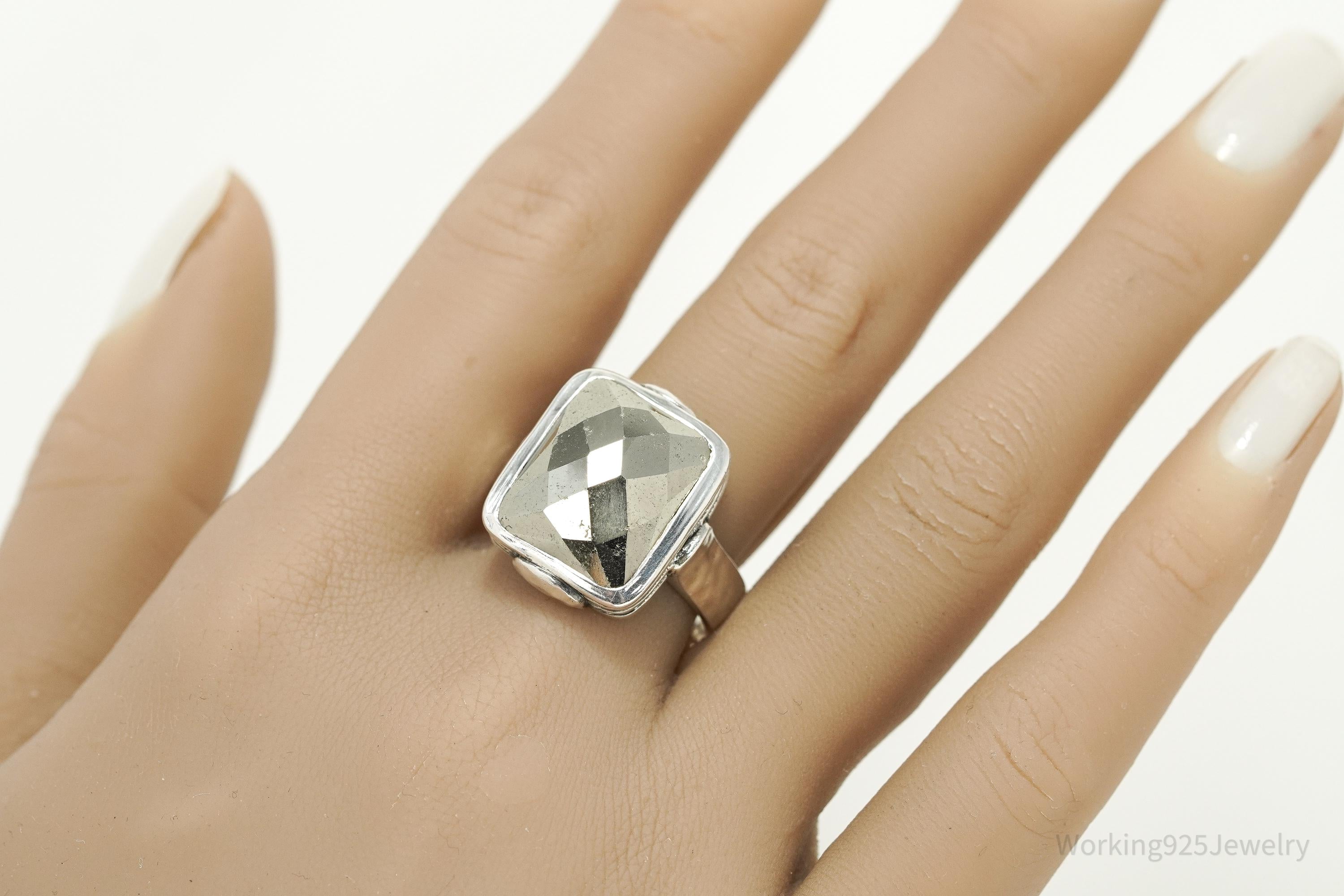 Vintage Designer Silpada Retired Pyrite Sterling Silver Ring - Size 11