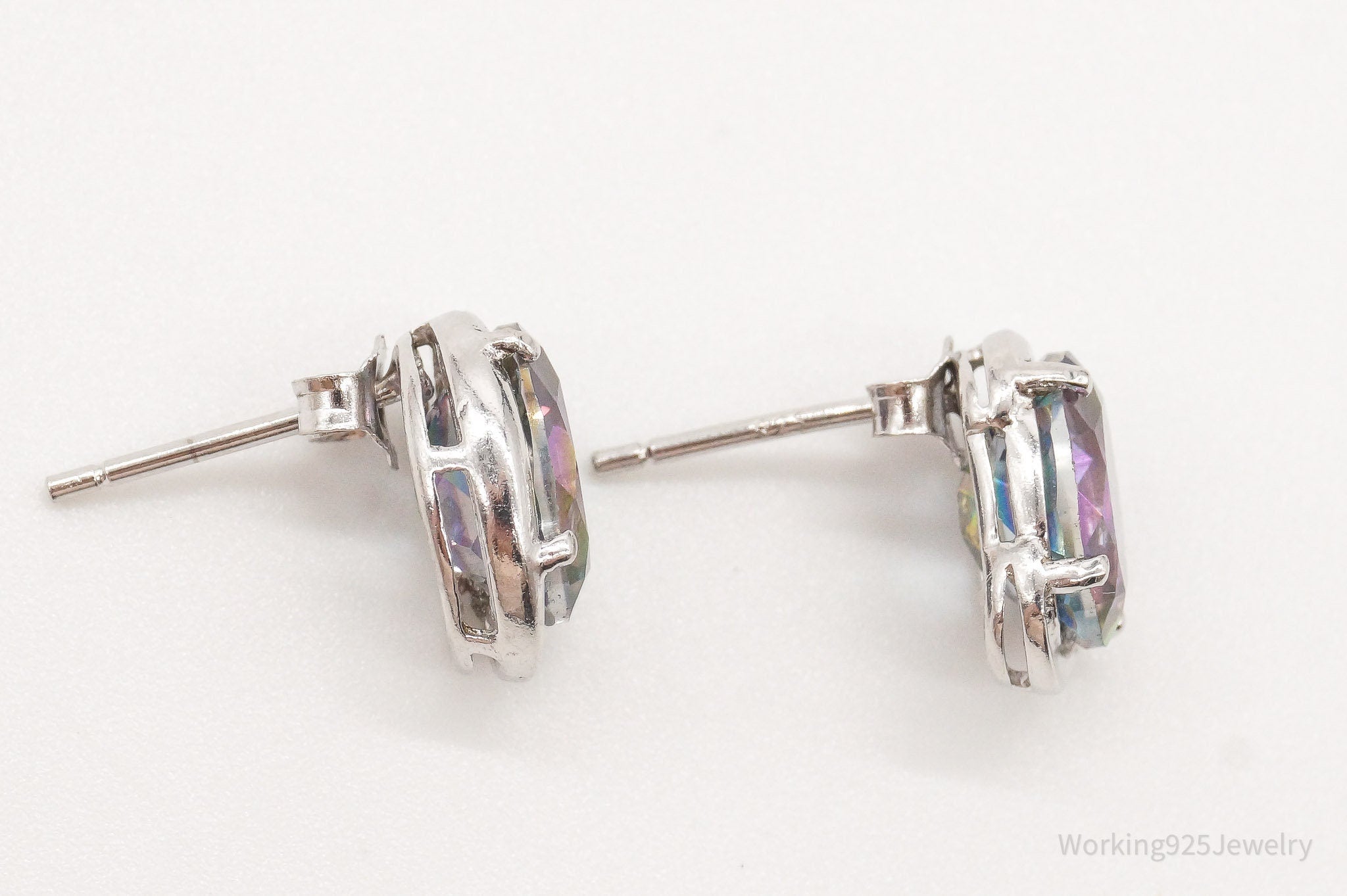 Vintage Mystic Topaz Sterling Silver Stud Post Earrings