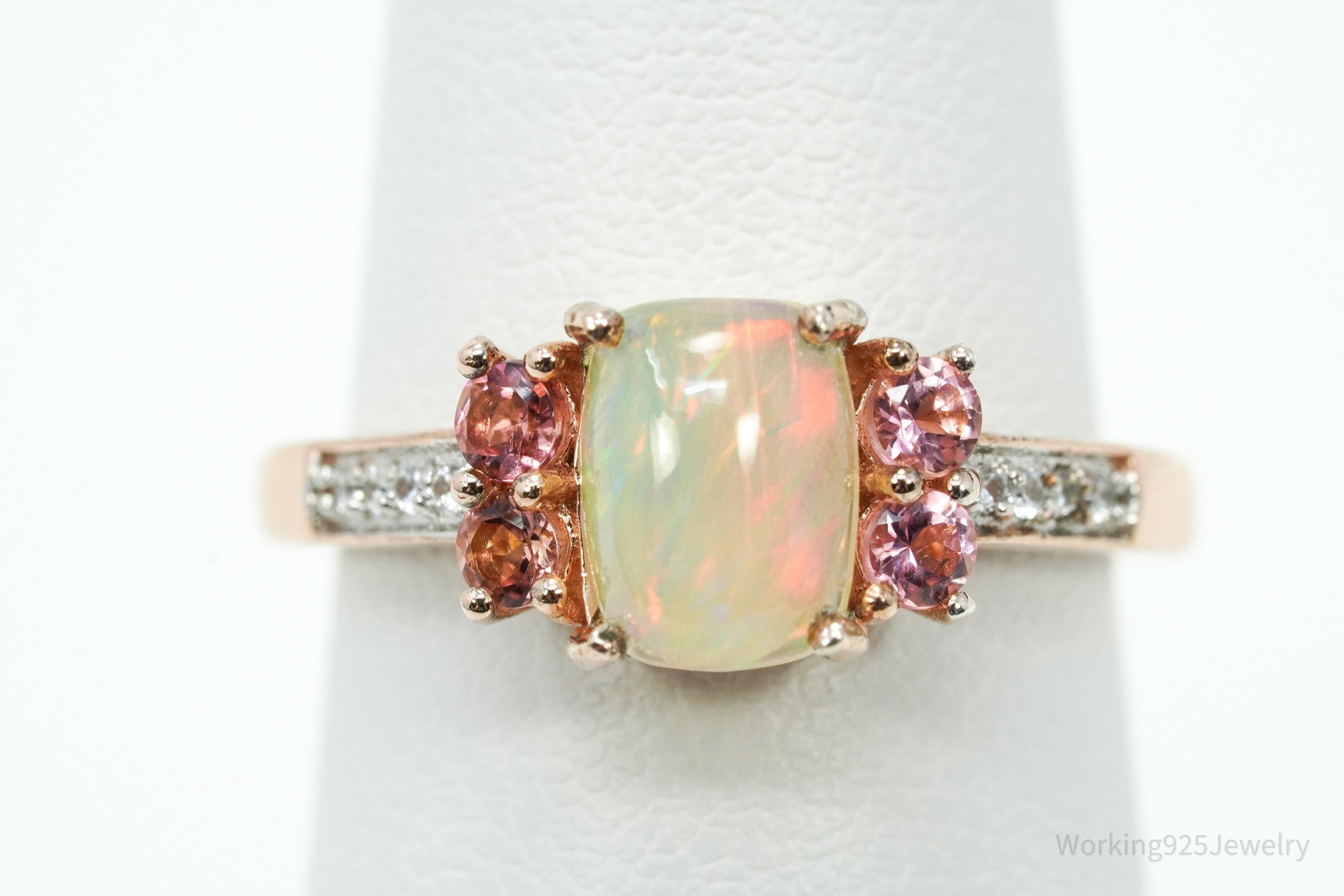 D'Joy Multi Gemstone Rose Gold Over Sterling Silver Ring - Size 6
