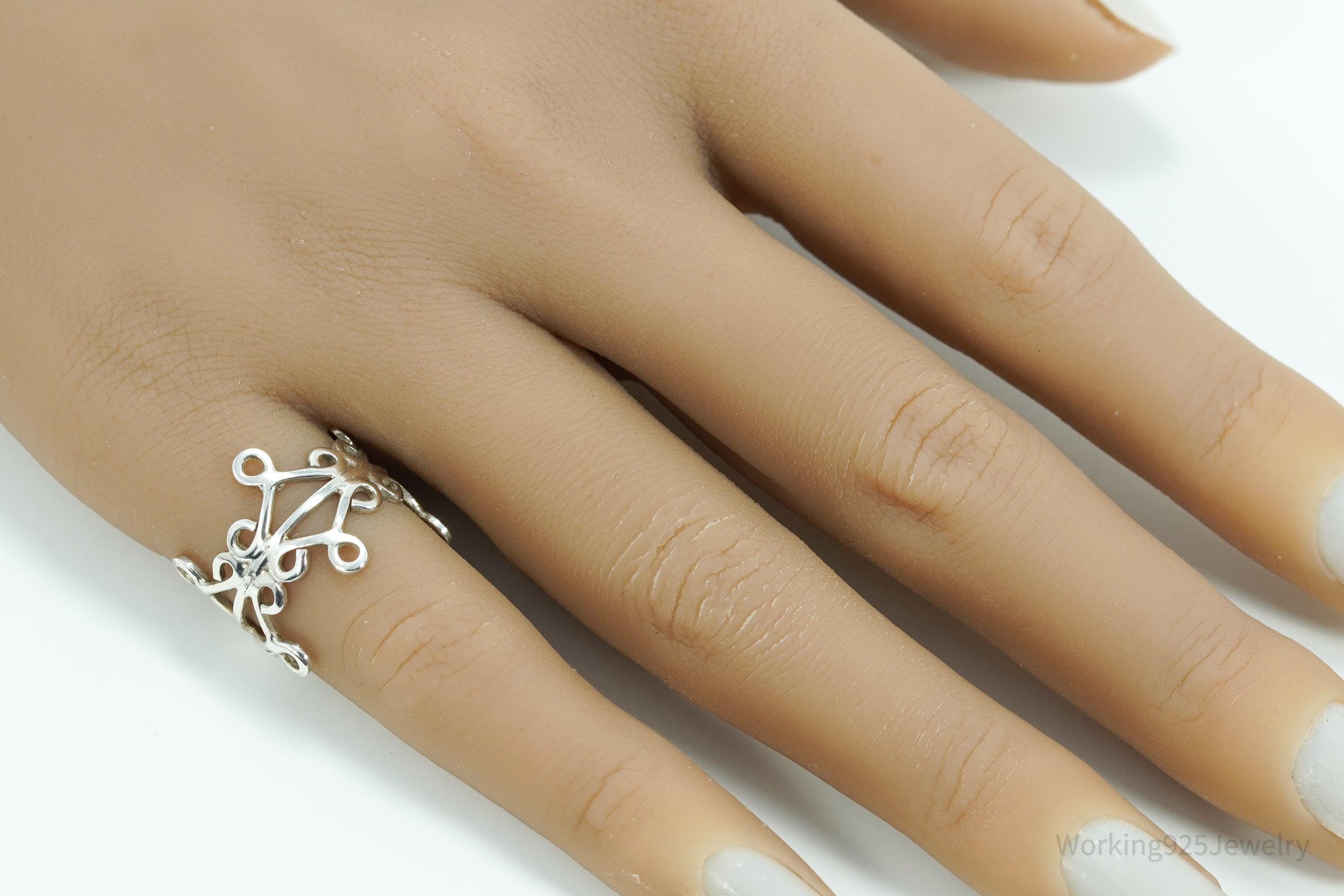 Vintage Mexico Modernist Sterling Silver Ring - Size 5.75