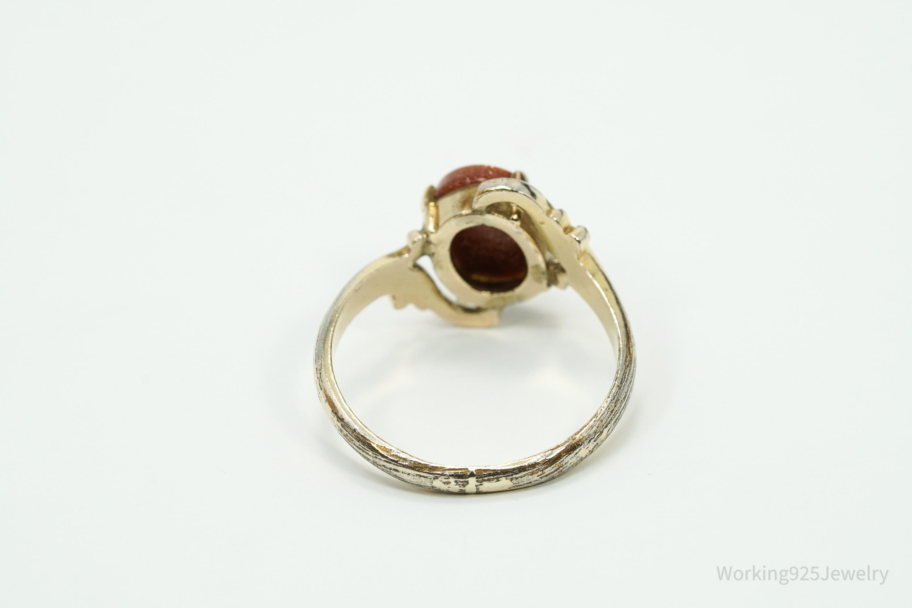 Antique Designer Clark & Coombs Goldstone 10K Gold Filled Ring Size 8.25